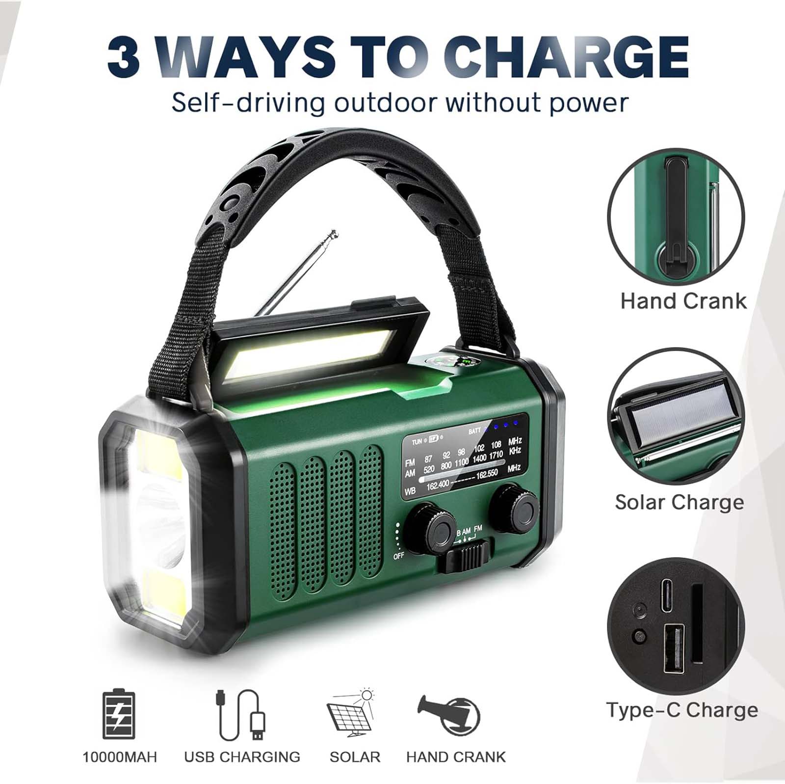 Crank Radio, Emergency Radio, Solar Radio, Noaa/Am/Fm Weather Radio