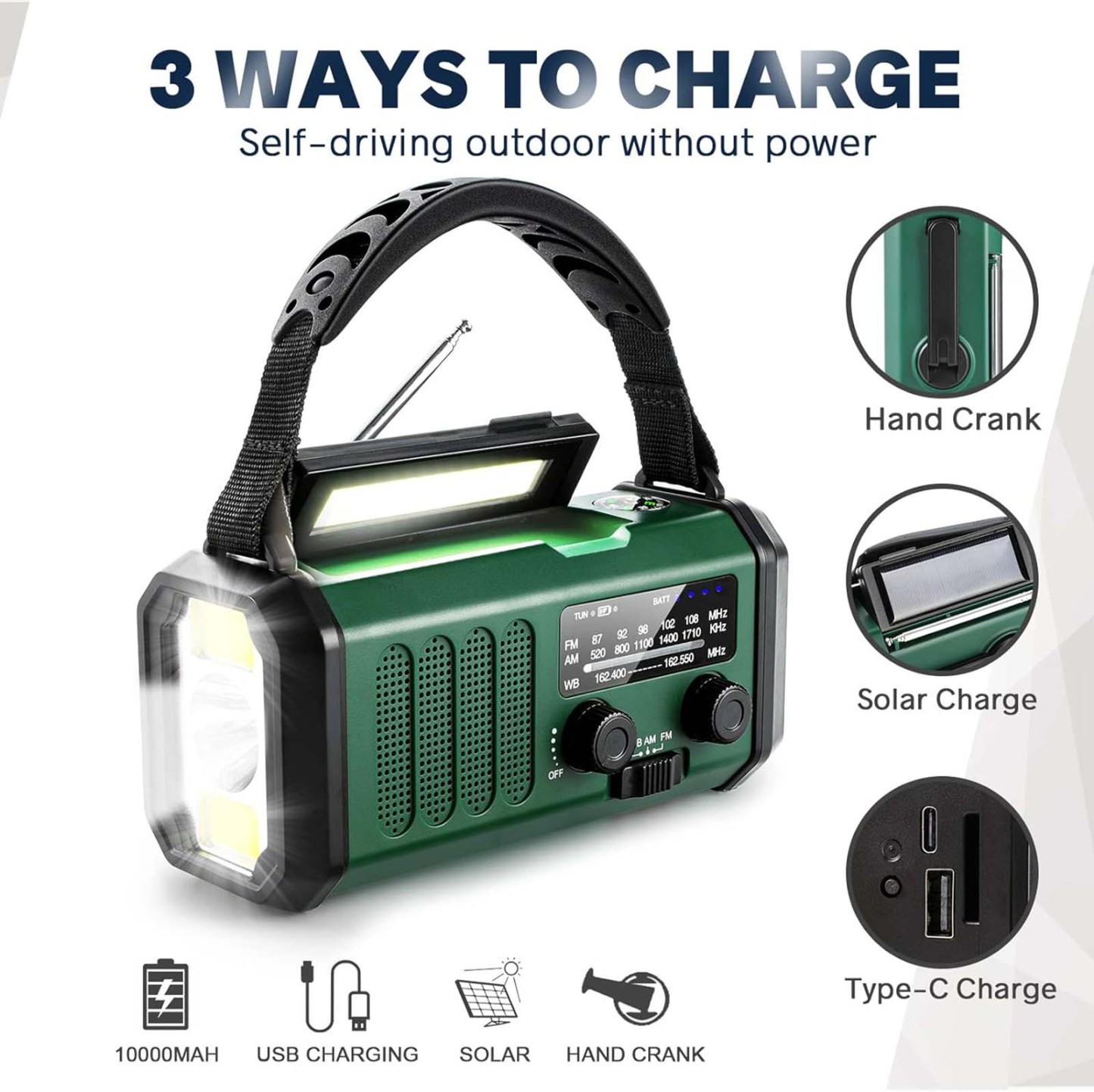 Crank Radio, Emergency Radio, Solar Radio, Noaa/Am/Fm Weather Radio