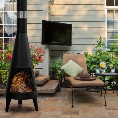Modern Mesh Chiminea Fireplace Metal Wood Burning Fire Pit