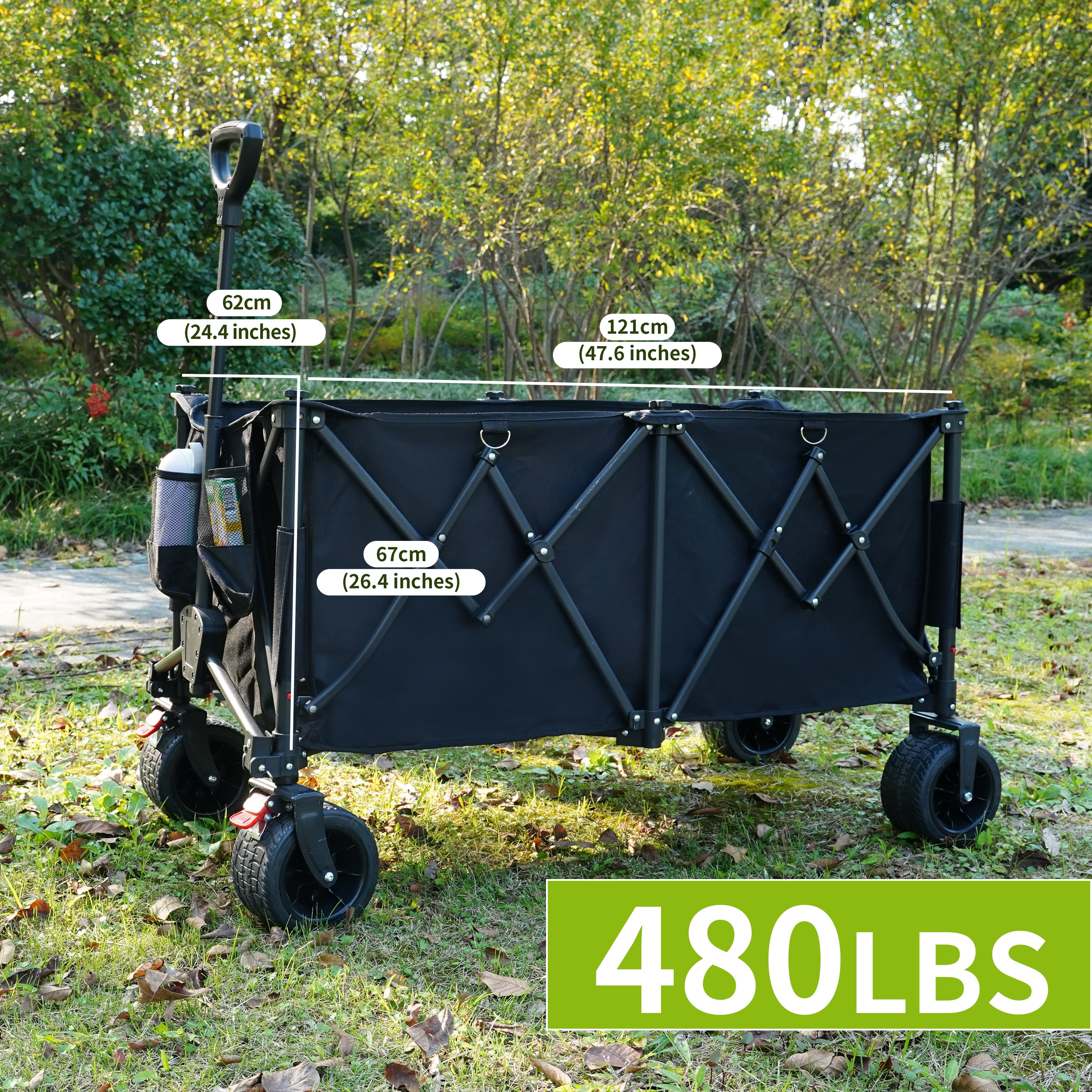 Beach Cart with Large Wheels for Beach, Garden, Camping, Groceries, Shopping