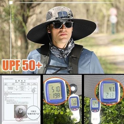 Unisex Wide Brim Solar Fan Outdoor Fishing Hat
