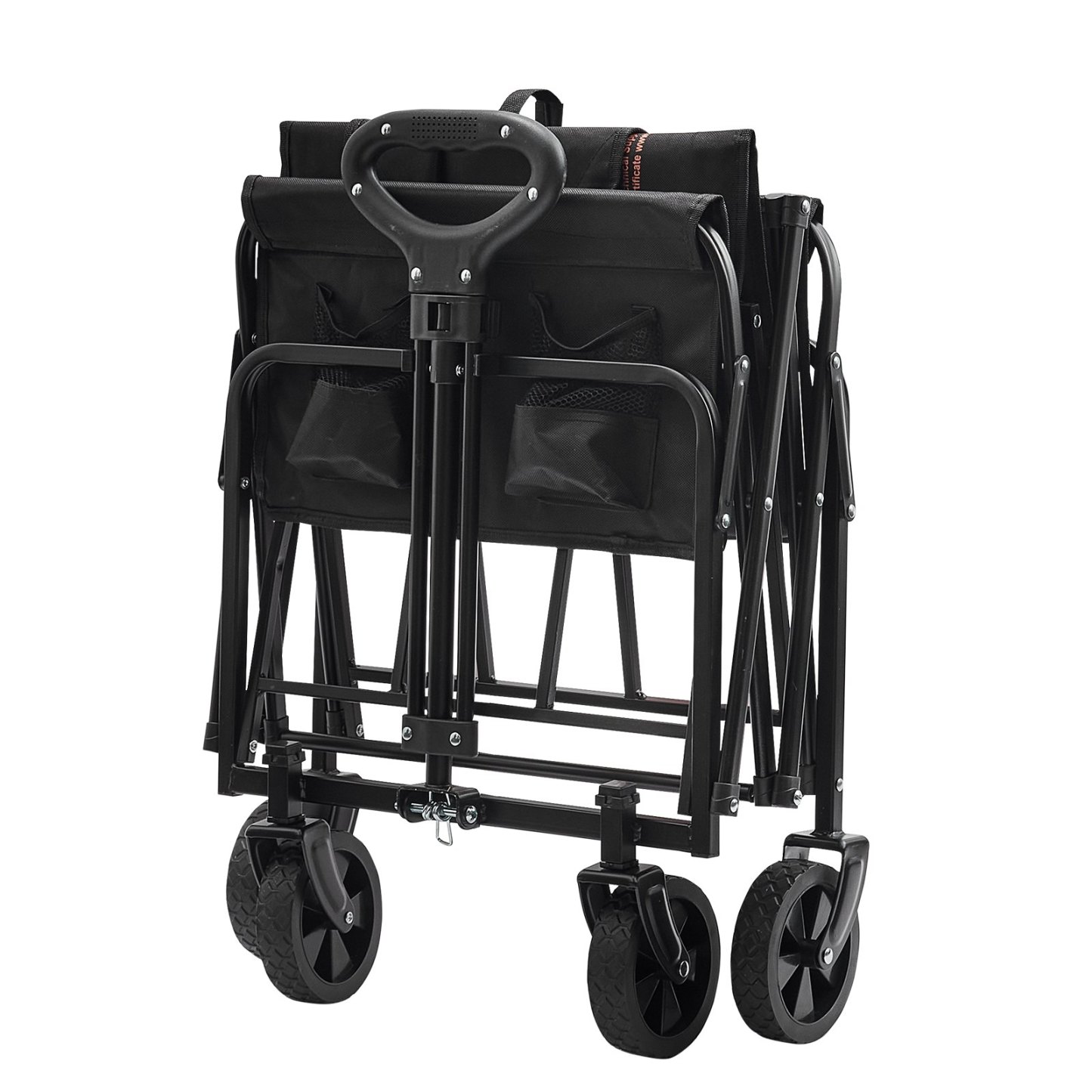 Collapsible Folding Wagon, Beach Wagon Cart with All-Terrain 5in Wheels, Heavy Duty Folding Wagon Cart 220 lbs Weight Capacity with Drink Holders, Sports Wagon for Camping