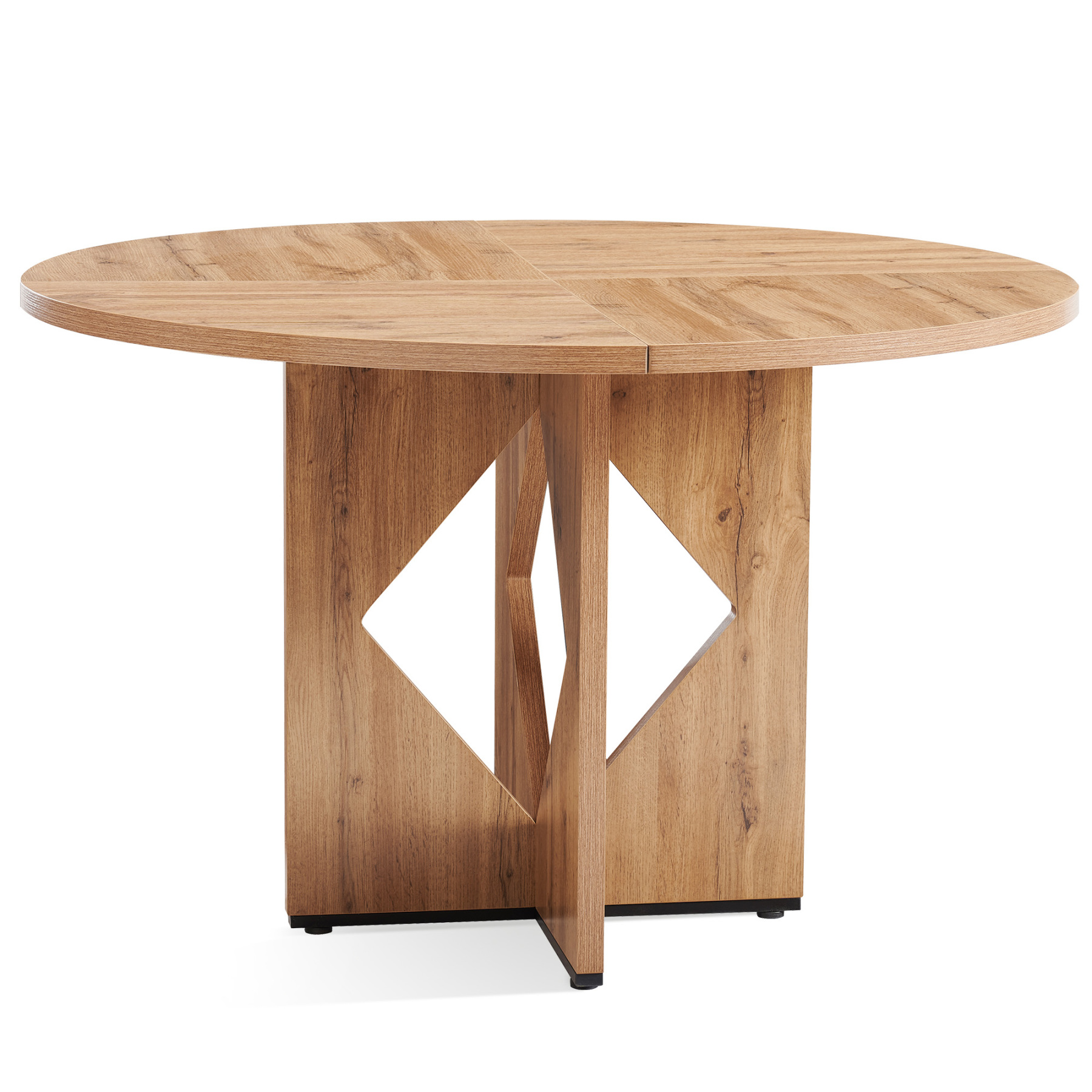 Sailvan Round Dining Table for 4, 47 Inches Farmhouse Dinner Table with Wooden Pedestal Base, Modern Kitchen and Dining Room Circle Table, Space Saving Dining Table