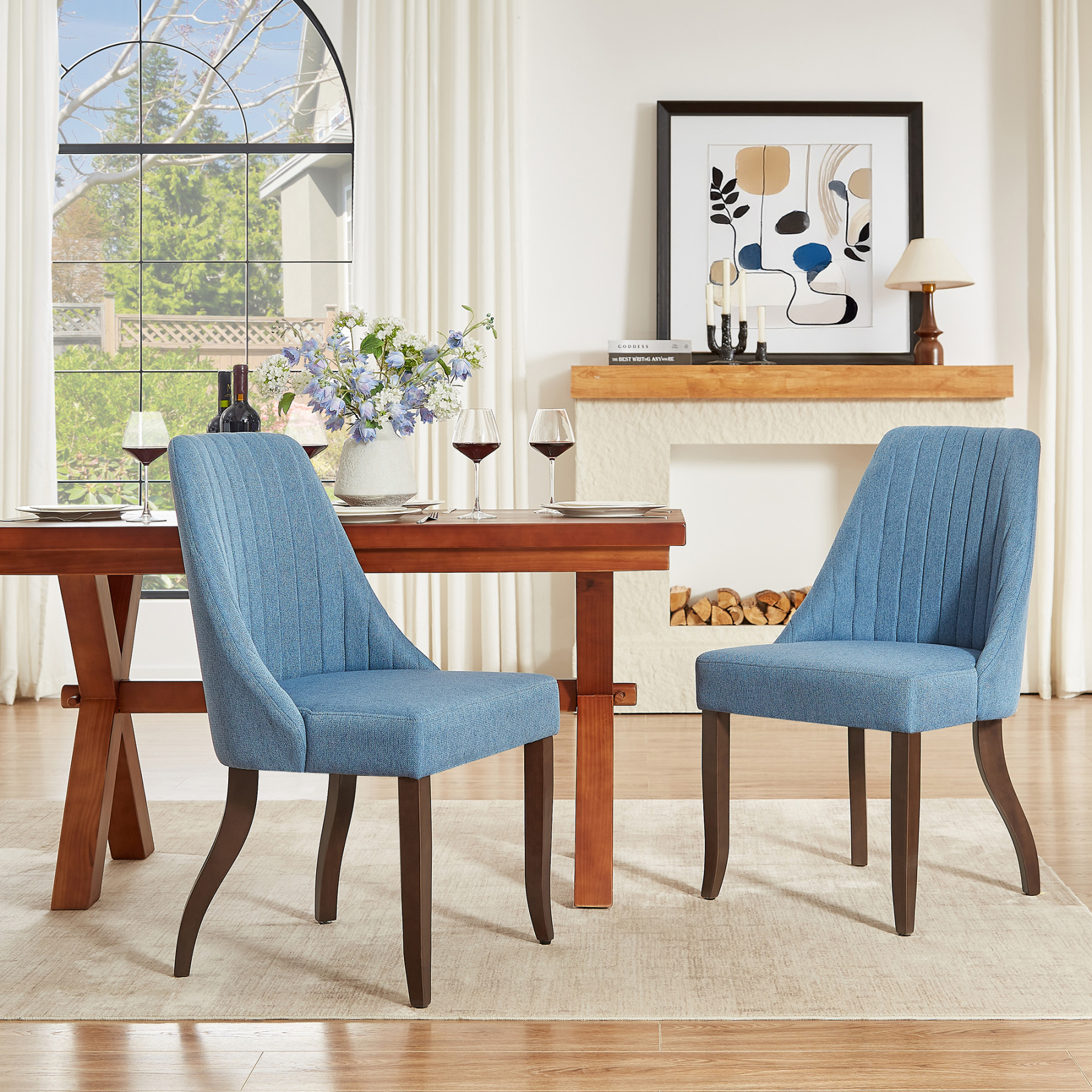 Upholstered Dining Chairs Set of 2,Mid-Century Modern Kitchen Chairs w