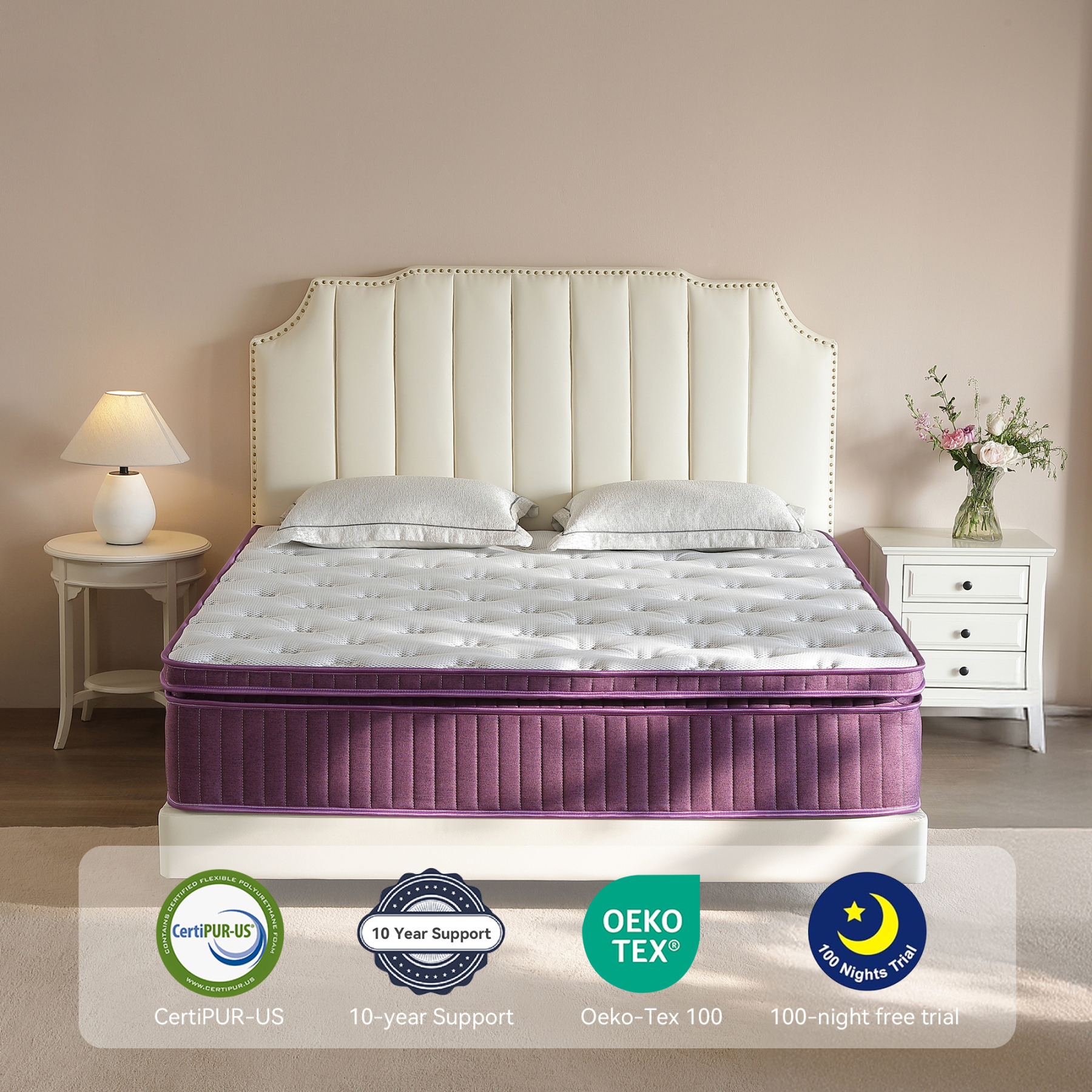 12 inch Hybrid Mattress in a Box for Pressure Relieving, Medium Firm, Cooling Memory Foam Mattress Ultra Plush Black Mattress with Washable Cover, CertiPUR-US