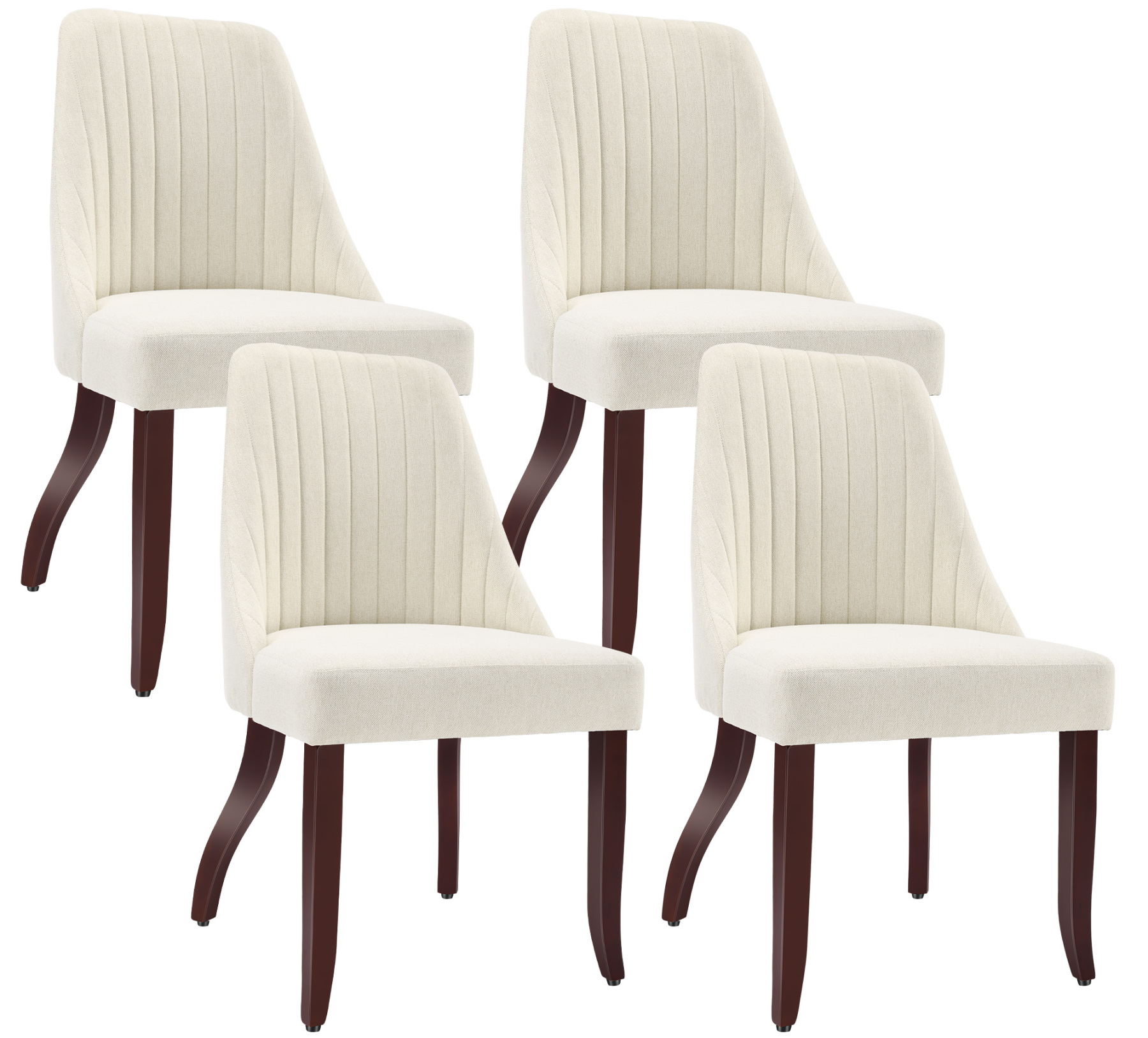  Upholstered Dining Chairs Set of 2,Mid-Century Modern Kitchen Chairs with Curved Backrest, Solid Wood Legs Chairs for Dining Kitchen Living Room Bedroom