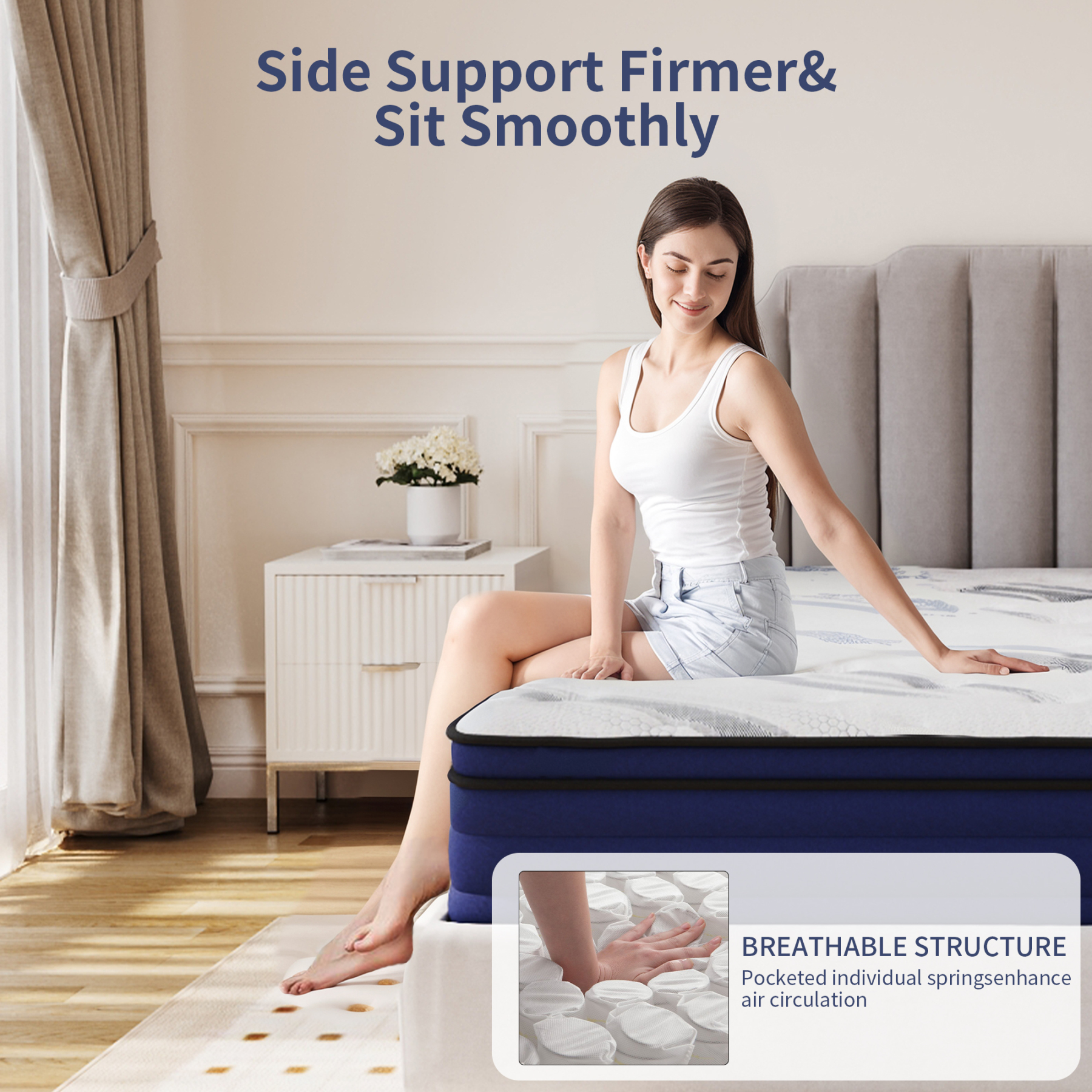 Susalt 10 Inch Mattress, Hybrid Mattress Memory Foam Mattress in a Box