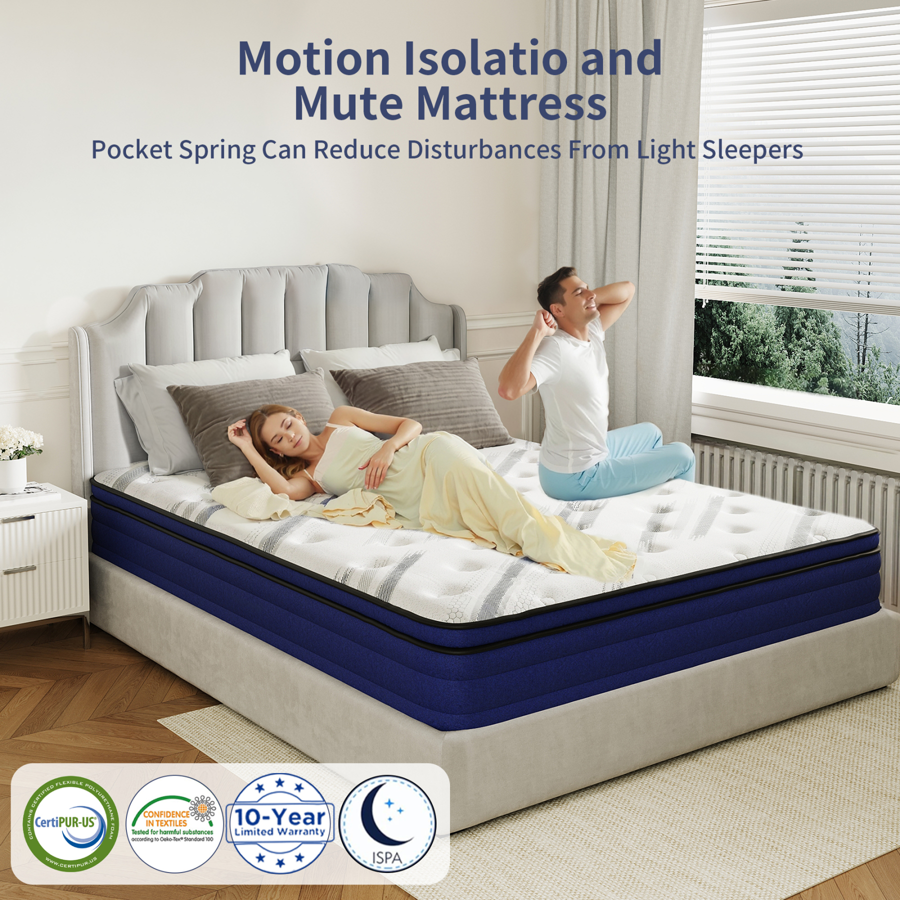 Susalt 10 Inch Mattress, Hybrid Mattress Memory Foam Mattress in a Box