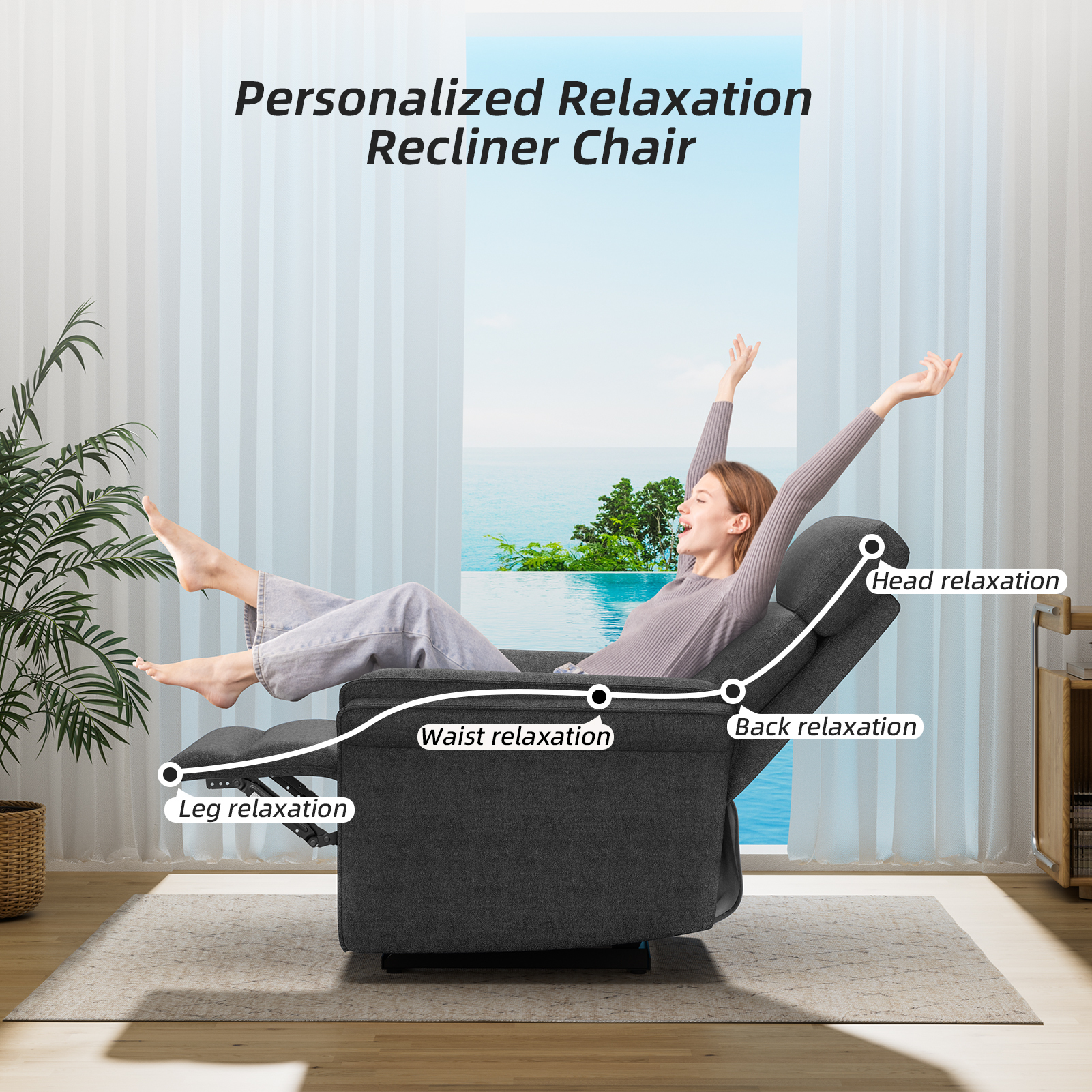 Susalt Power Recliner Chair for Adults, Living Room Accent Chairs Velvet Single Sofa for Home Theatre Seating & Reading with Overstuffed Arms & USB Charging