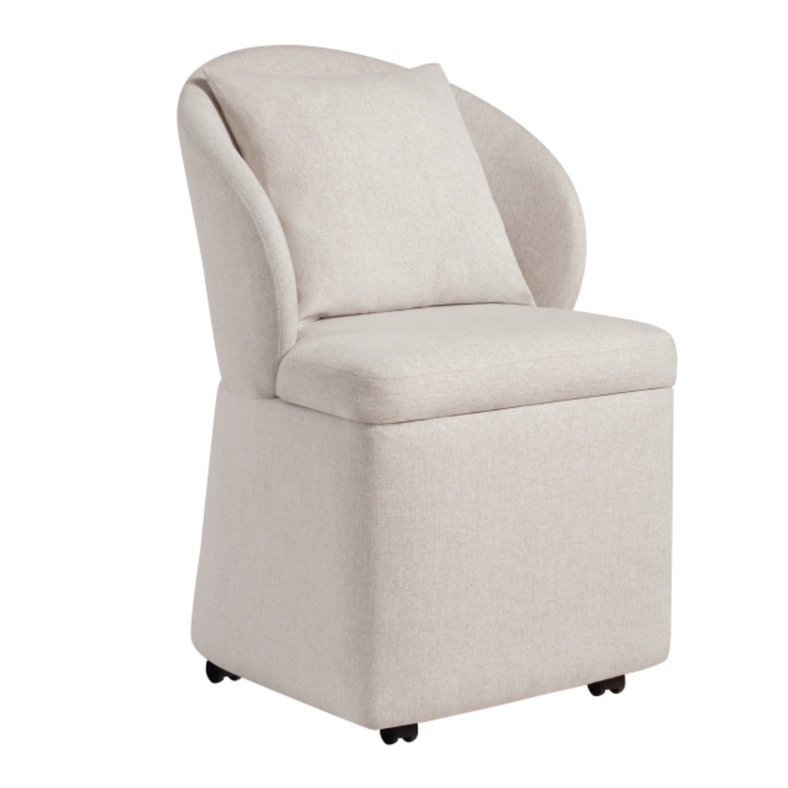 Modern Rolling Dining Chairs with Storage Space, Upholstered Dining Room Chairs with Casters, FSC Certified Armless Kitchen Chair with 4 Wheels for Dining Room and Kitchen