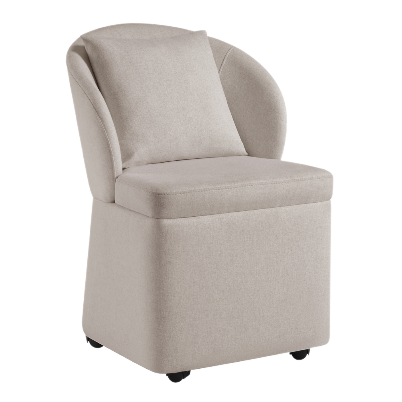 Modern Rolling Dining Chairs with Storage Space, Upholstered Dining Room Chairs with Casters, FSC Certified Armless Kitchen Chair with 4 Wheels for Dining Room and Kitchen