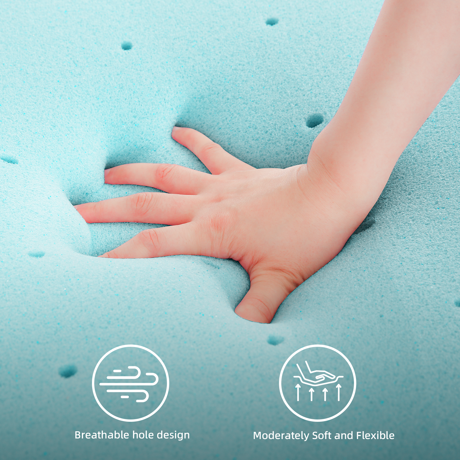 Mattress Topper, Twin XL Size Memory Foam Cooling Mattress Pad, for Bedroom, Dormitory, Folding Bed Pad for Camping, Moving