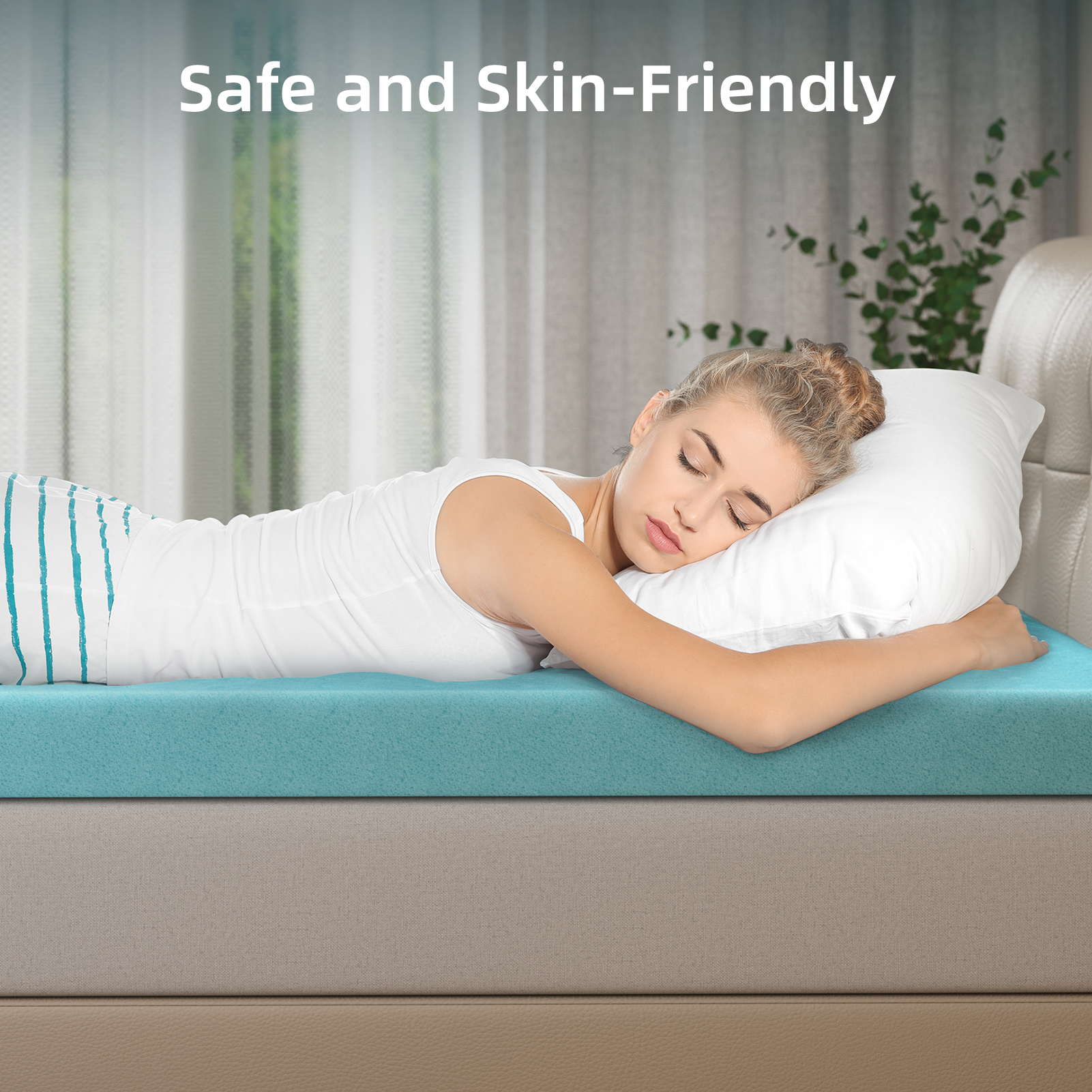 Mattress Topper, Twin XL Size Memory Foam Cooling Mattress Pad, for Bedroom, Dormitory, Folding Bed Pad for Camping, Moving