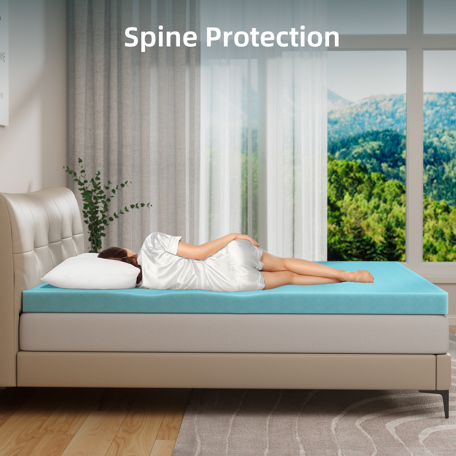 Mattress Topper, Twin XL Size Memory Foam Cooling Mattress Pad, for Bedroom, Dormitory, Folding Bed Pad for Camping, Moving