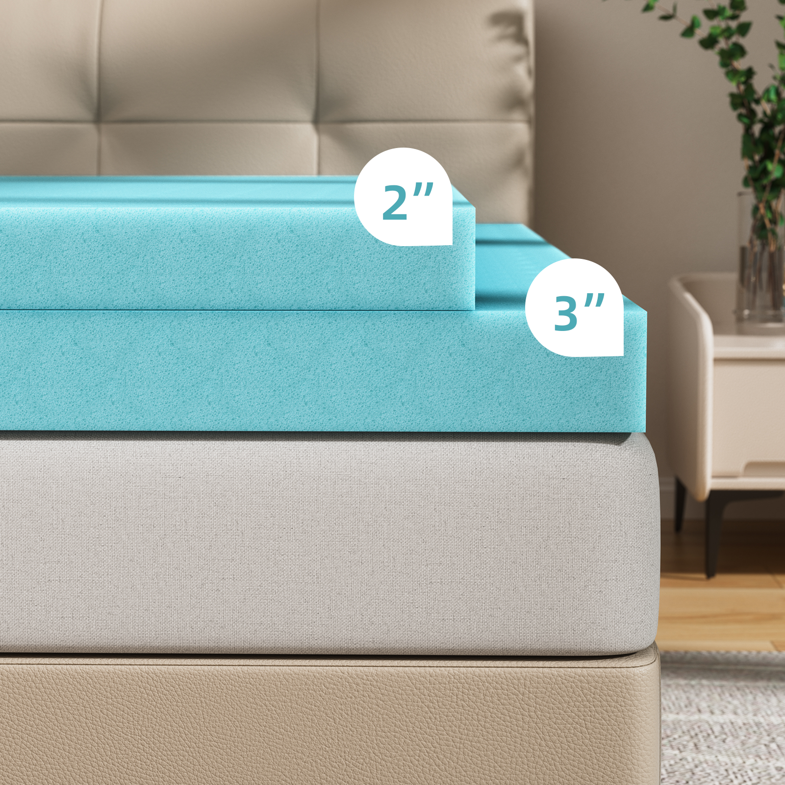 Mattress Topper, Twin XL Size Memory Foam Cooling Mattress Pad, for Bedroom, Dormitory, Folding Bed Pad for Camping, Moving