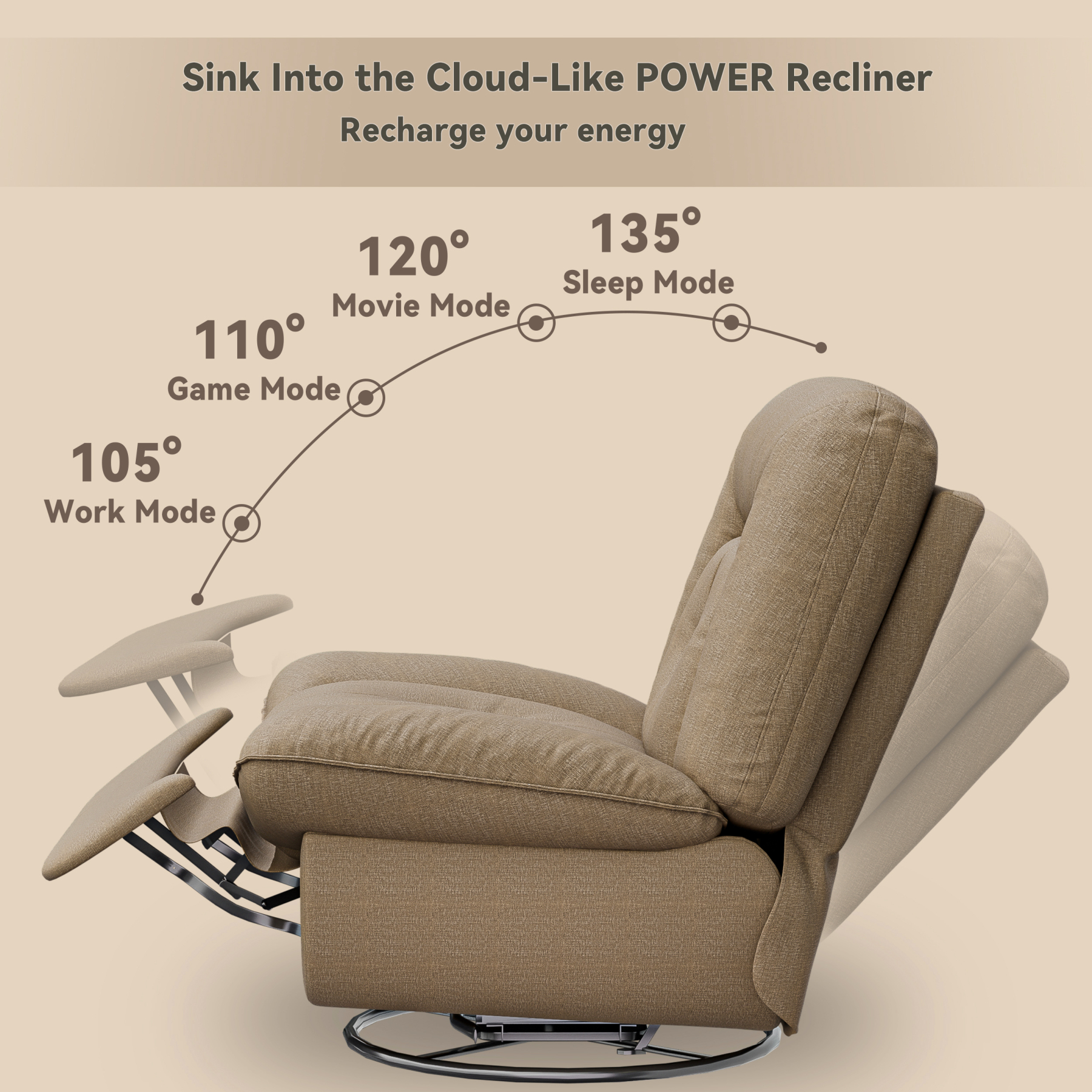Susalt Electric Recliner Chair for Adults, Oversized 360 Swivel Rocking Glider Rocker
