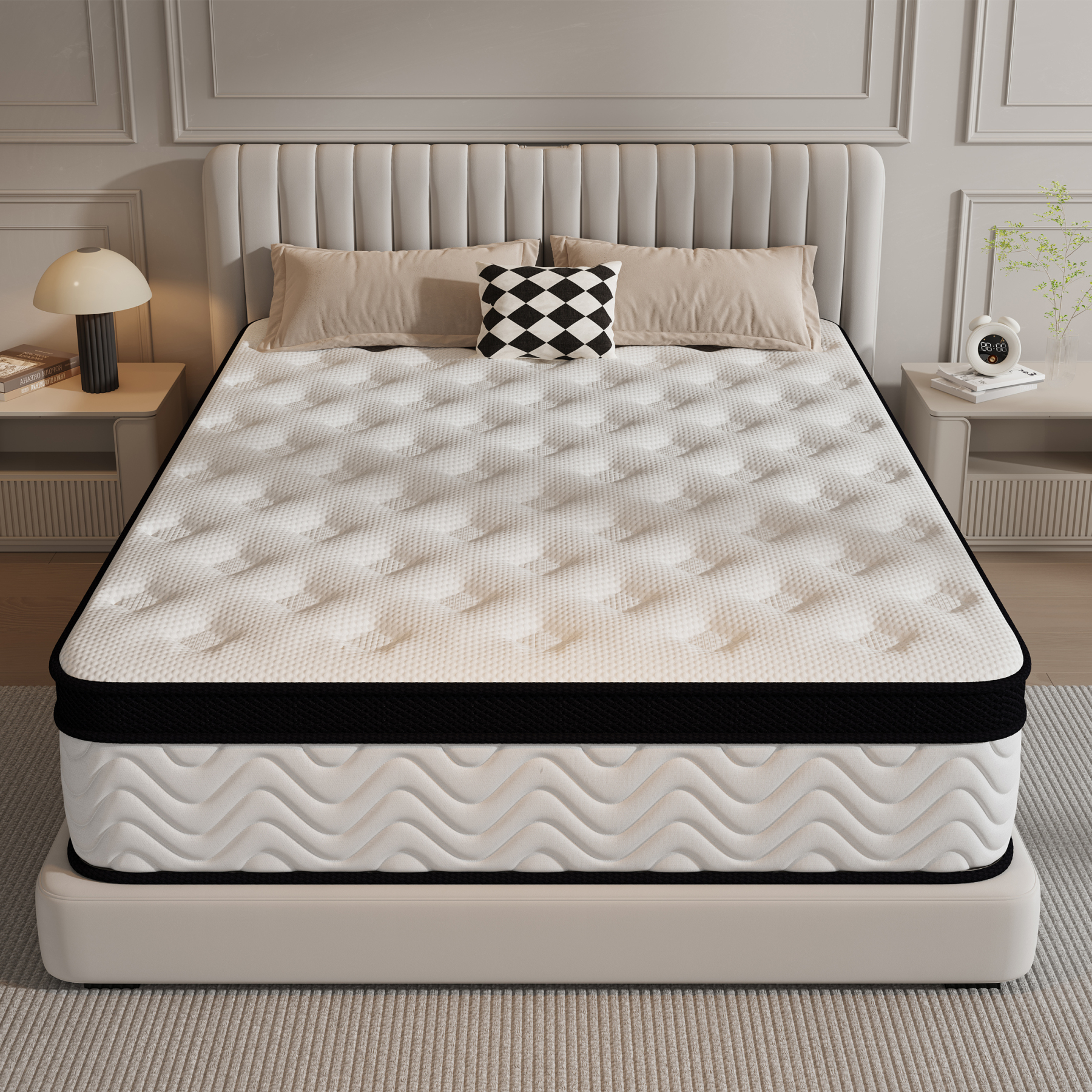 Queen Mattress 12 inch,Queen Size Mattress in a Box,Cooling Gel Memory Foam Mattress & Hybrid Spring Mattress for Medium Firm, Pressure Relief, Edge Support, CertiPUR-US