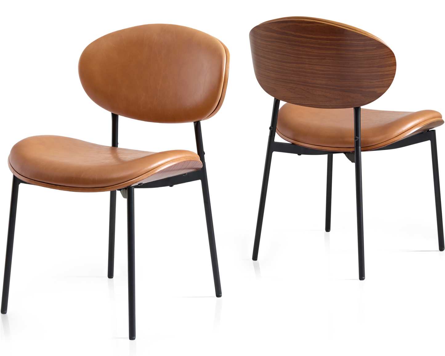 Dining Chairs Set of 2, Mid Century Modern Kitchen Chairs with Faux Leather for Kitchen, Living Room