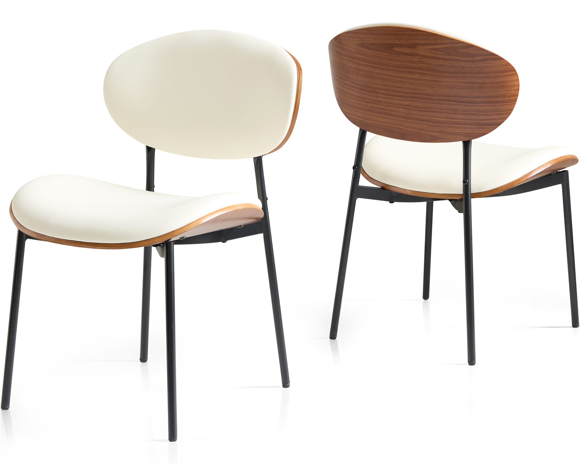 Dining Chairs Set of 2, Mid Century Modern Kitchen Chairs with Faux Le