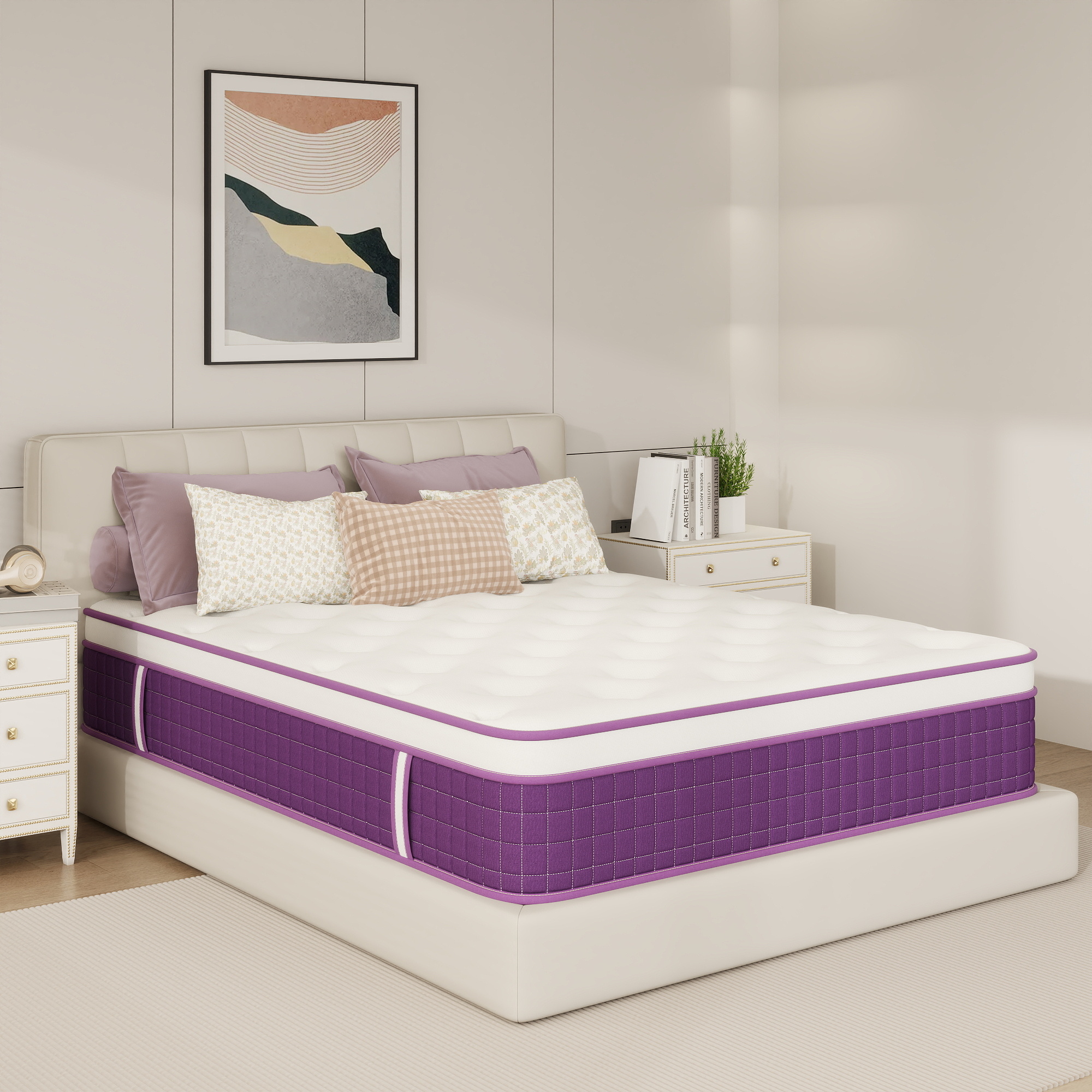 Queen Mattress 12 Inch Hybrid Mattress in a Box with Memory Foam, Single Pocket Springs, Medium Firm & Edge Support, Pressure Relief, Motion Isolation, CertiPUR-US, Queen Size