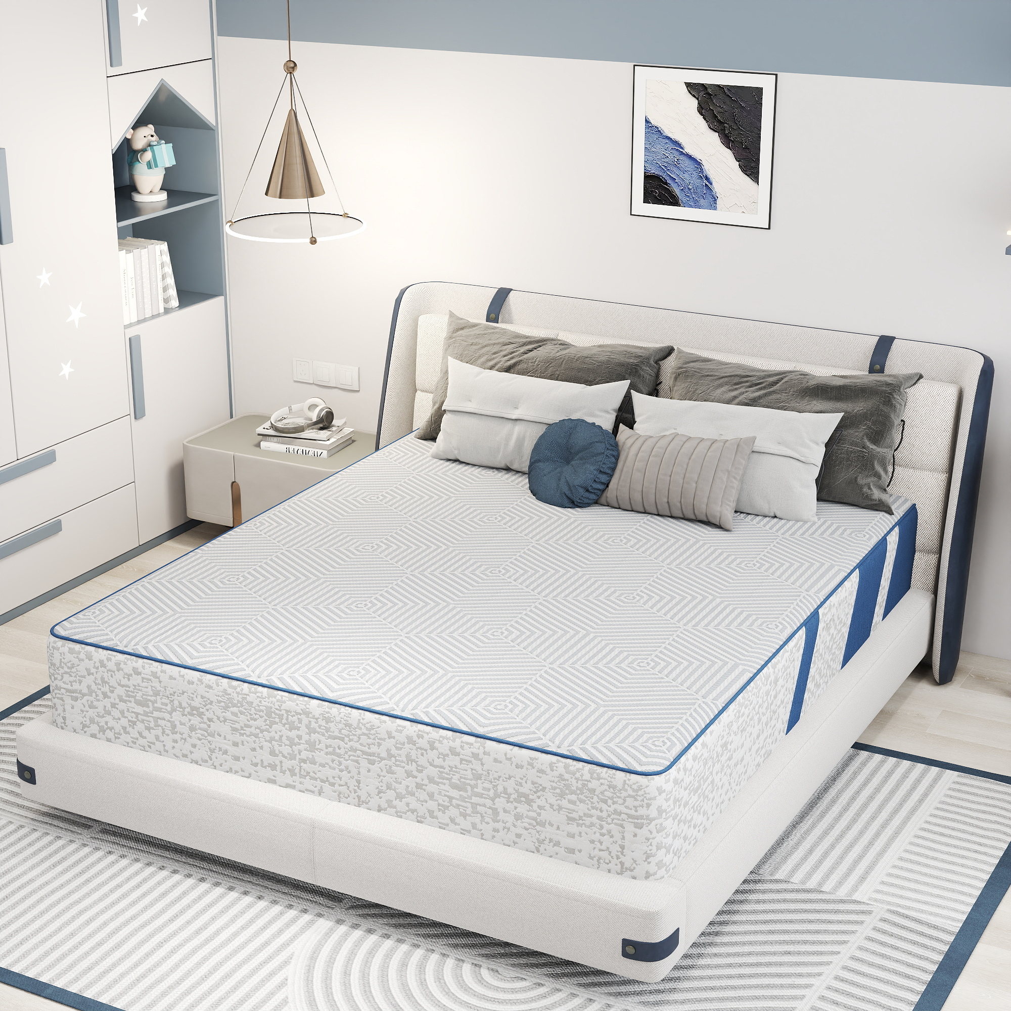 Sailvan Queen Mattress 12 Inch, Memory Foam Mattress Queen Size In A Box, Cooling Gel Memory Foam Mattress With Washable cover, Medium Firm for Pressure Relief, White