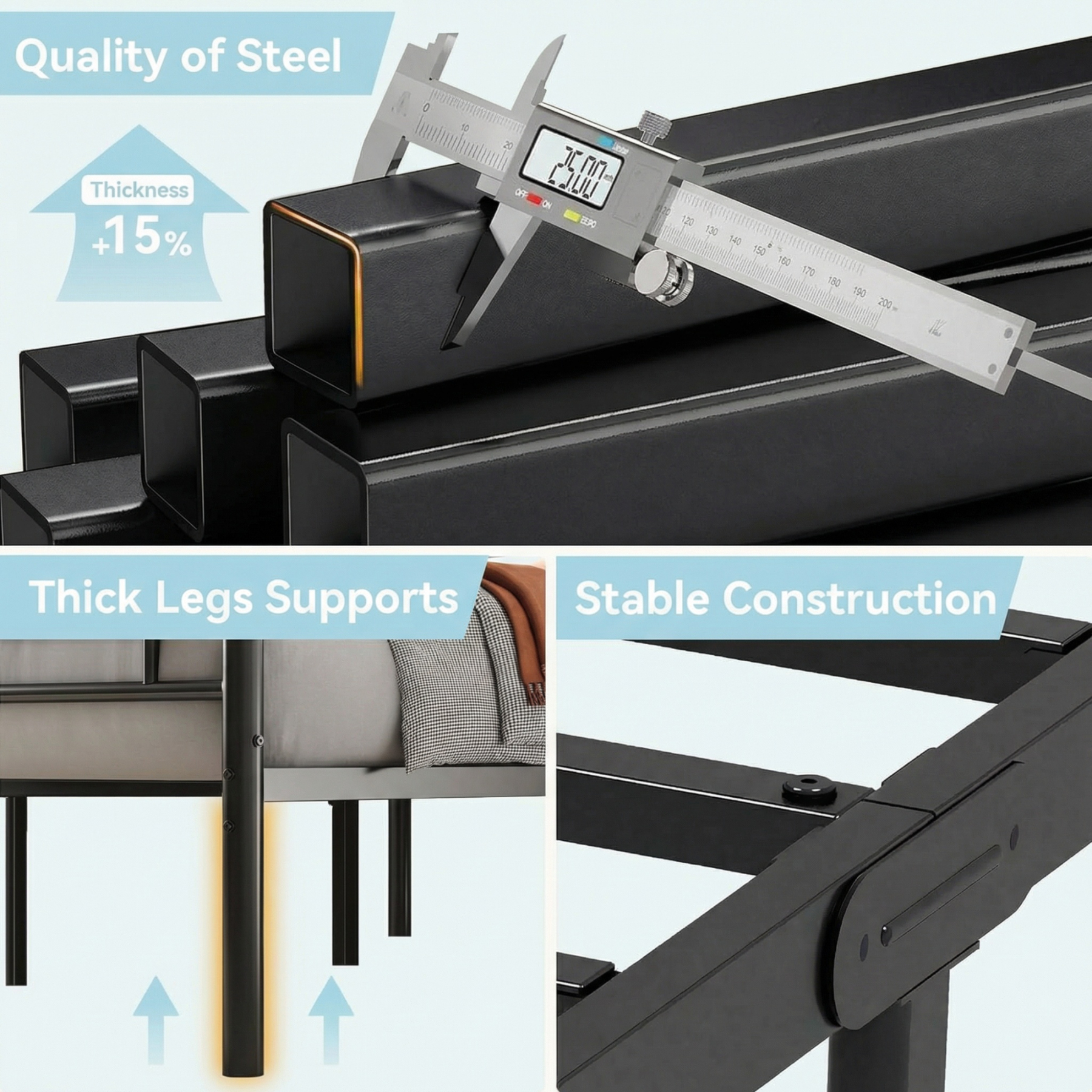 Sailvan Full Size Bed Frame, Full Platform Bed Frame with Headboard & Underbed Storage, Heavy Duty Metal Bed Full, 800lbs, Easy to Assemble, No-Noise, Black