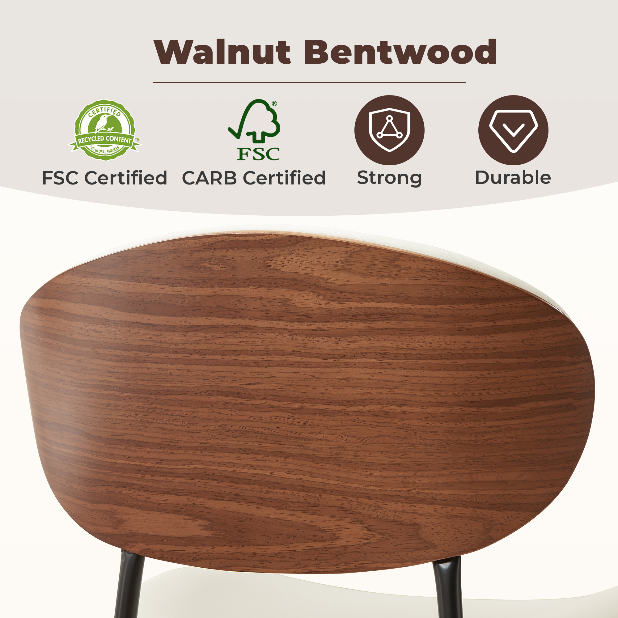 Sailvan Dining Chairs Set, Mid-Century Style Living Room Chairs, Modern Chairs for Dining Room & Kitchen, Leather Upholstered Chairs With Adjustable Feetpads, Easy Assembly, White