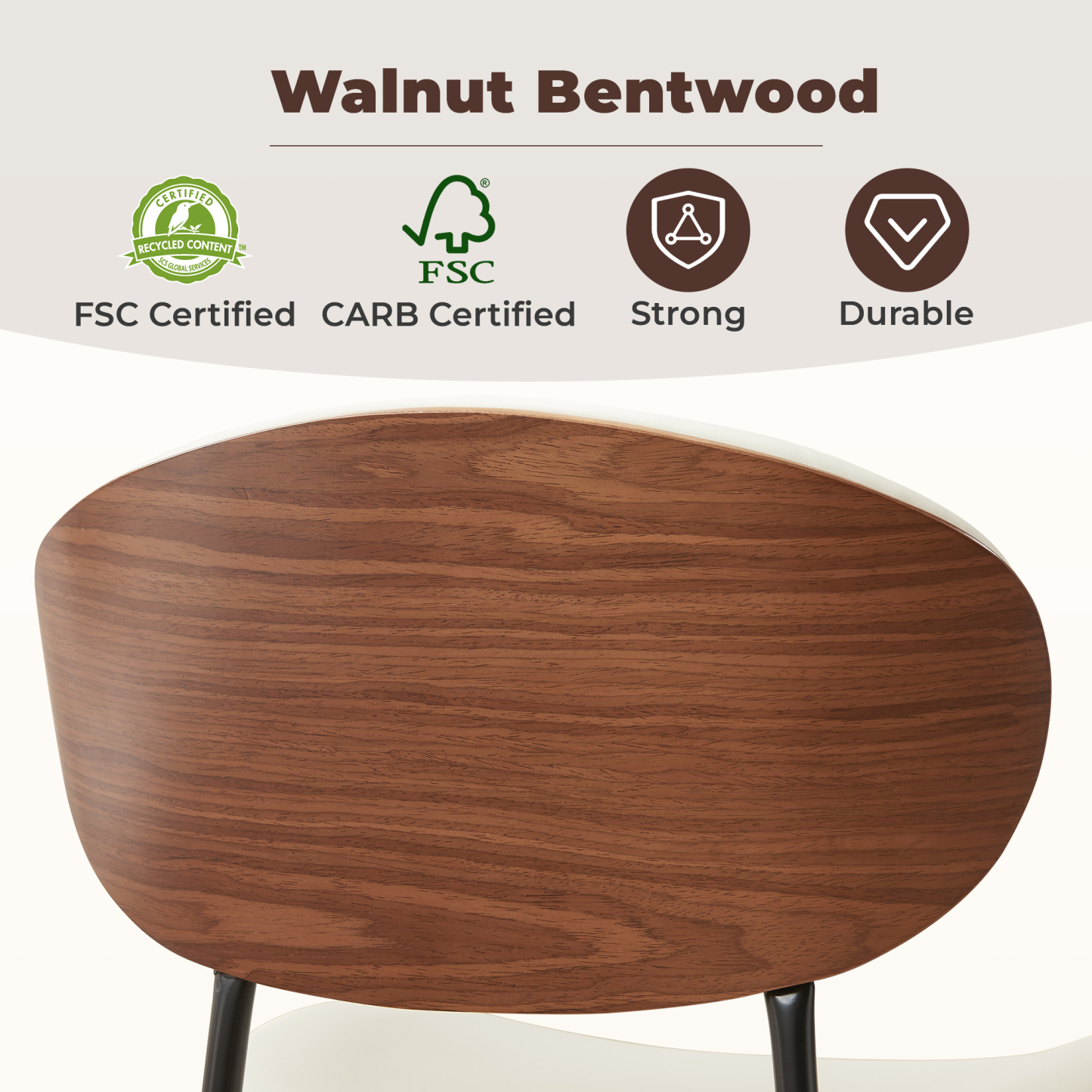 Sailvan Dining Chairs Set, Mid-Century Style Living Room Chairs, Modern Chairs for Dining Room & Kitchen, Leather Upholstered Chairs With Adjustable Feetpads, Easy Assembly, White