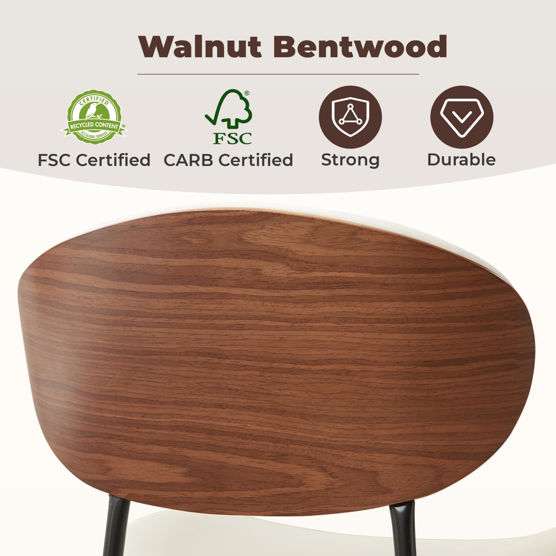 Sailvan Dining Chairs Set, Mid-Century Style Living Room Chairs, Modern Chairs for Dining Room & Kitchen, Leather Upholstered Chairs With Adjustable Feetpads, Easy Assembly, White