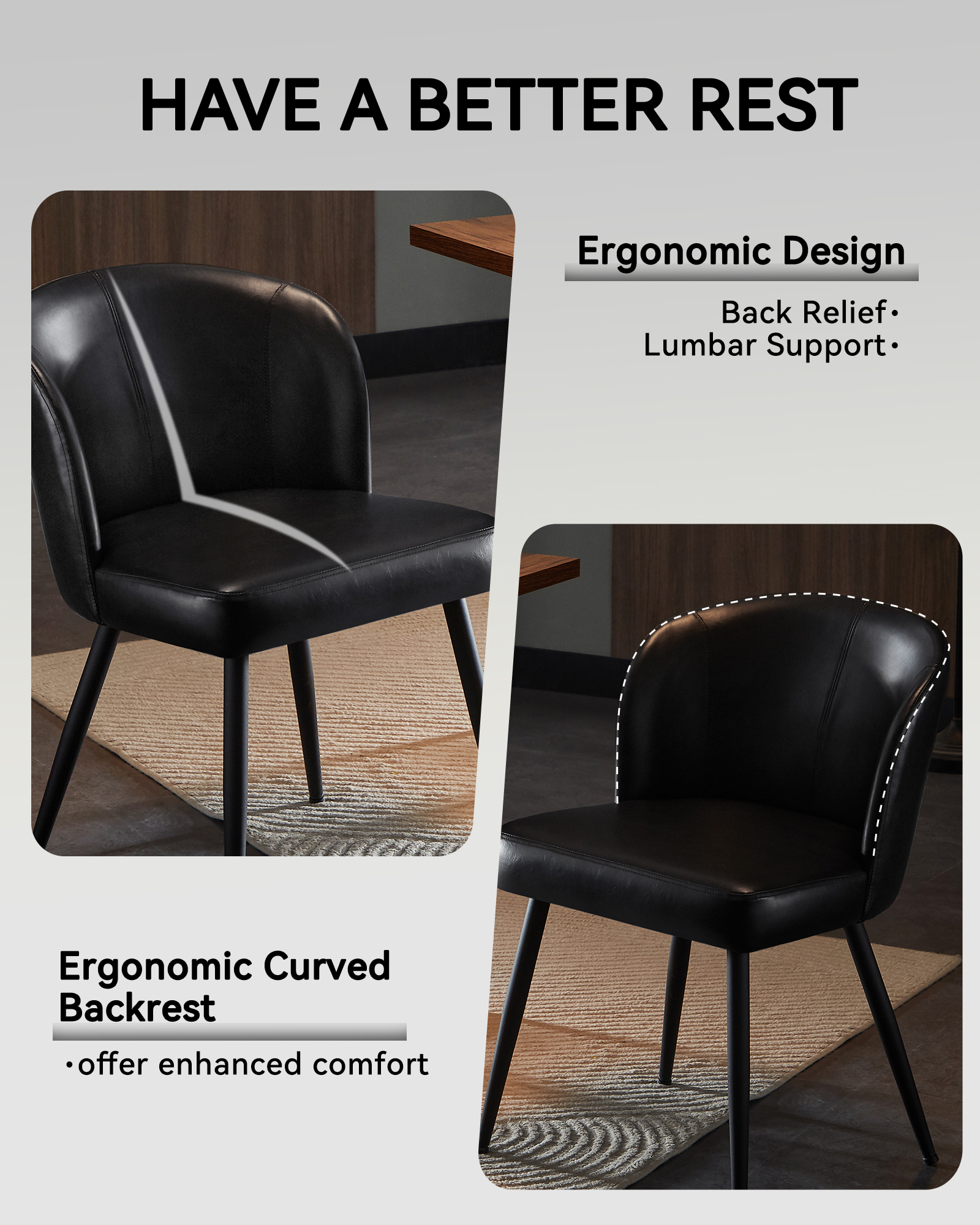 Sailvan Dining Chairs Set of 2, Upholstered Kitchen Chairs with Faux Leather Cushion Seat and Metal Legs, Mid Century Modern Dining Room Chair for Kitchen, Living Room, Easy Assembly, Green