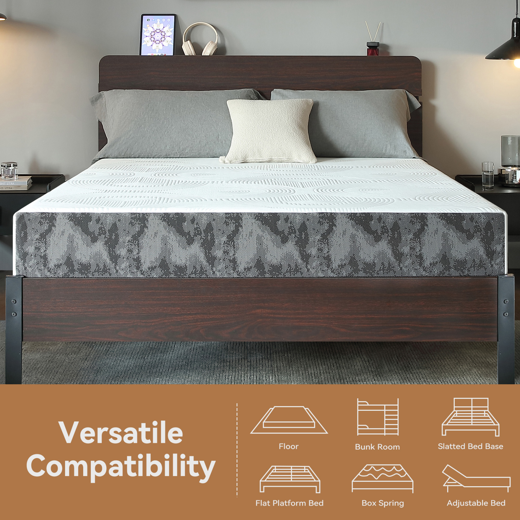 8 inch Memory Foam Mattress in a Box, Cooling Gel Mattress with Medium Feel & CertiPUR-US Certified