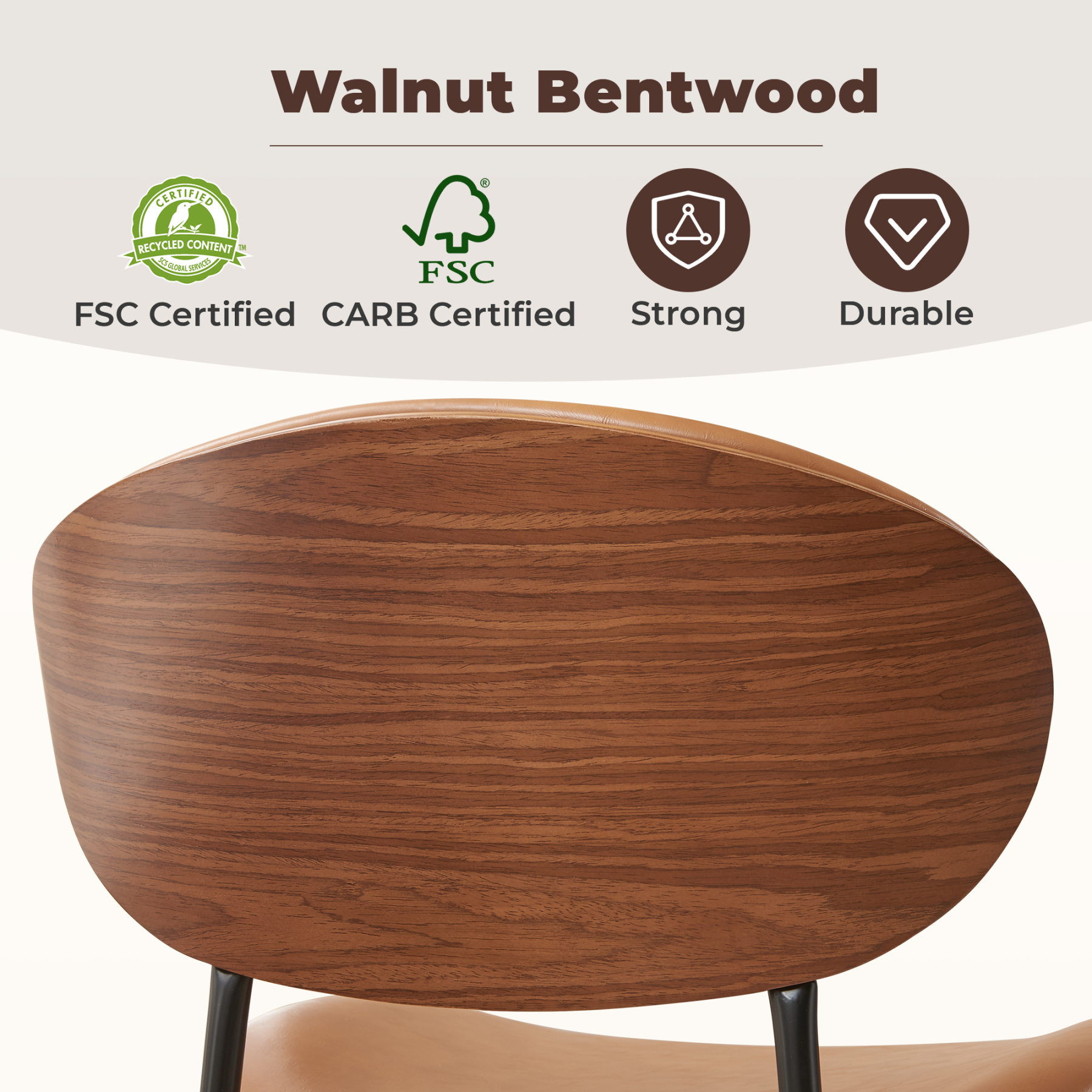 Dining Chairs Set of 2, Mid Century Modern Kitchen Chairs with Faux Leather for Kitchen, Living Room