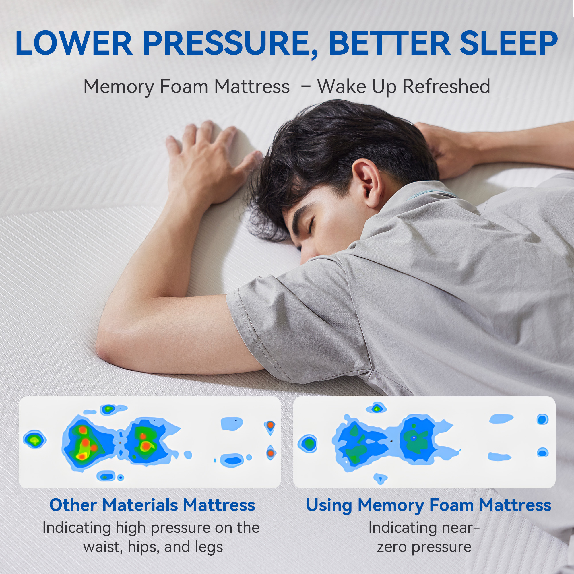 Sailvan Queen Mattress 12 Inch, Memory Foam Mattress Queen Size In A Box, Cooling Gel Memory Foam Mattress With Washable cover, Medium Firm for Pressure Relief, White