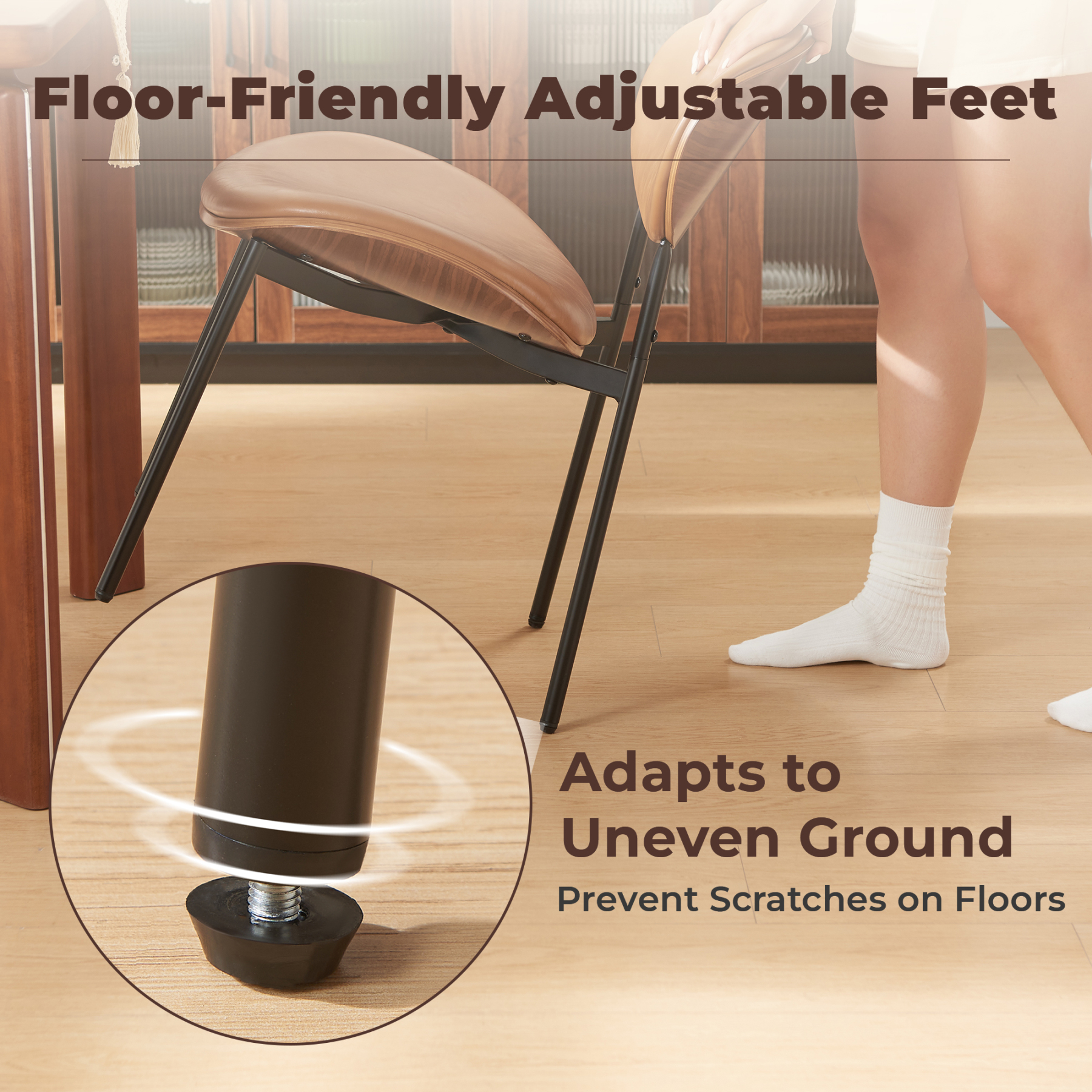 Dining Chairs Set of 2, Mid Century Modern Kitchen Chairs with Faux Leather for Kitchen, Living Room