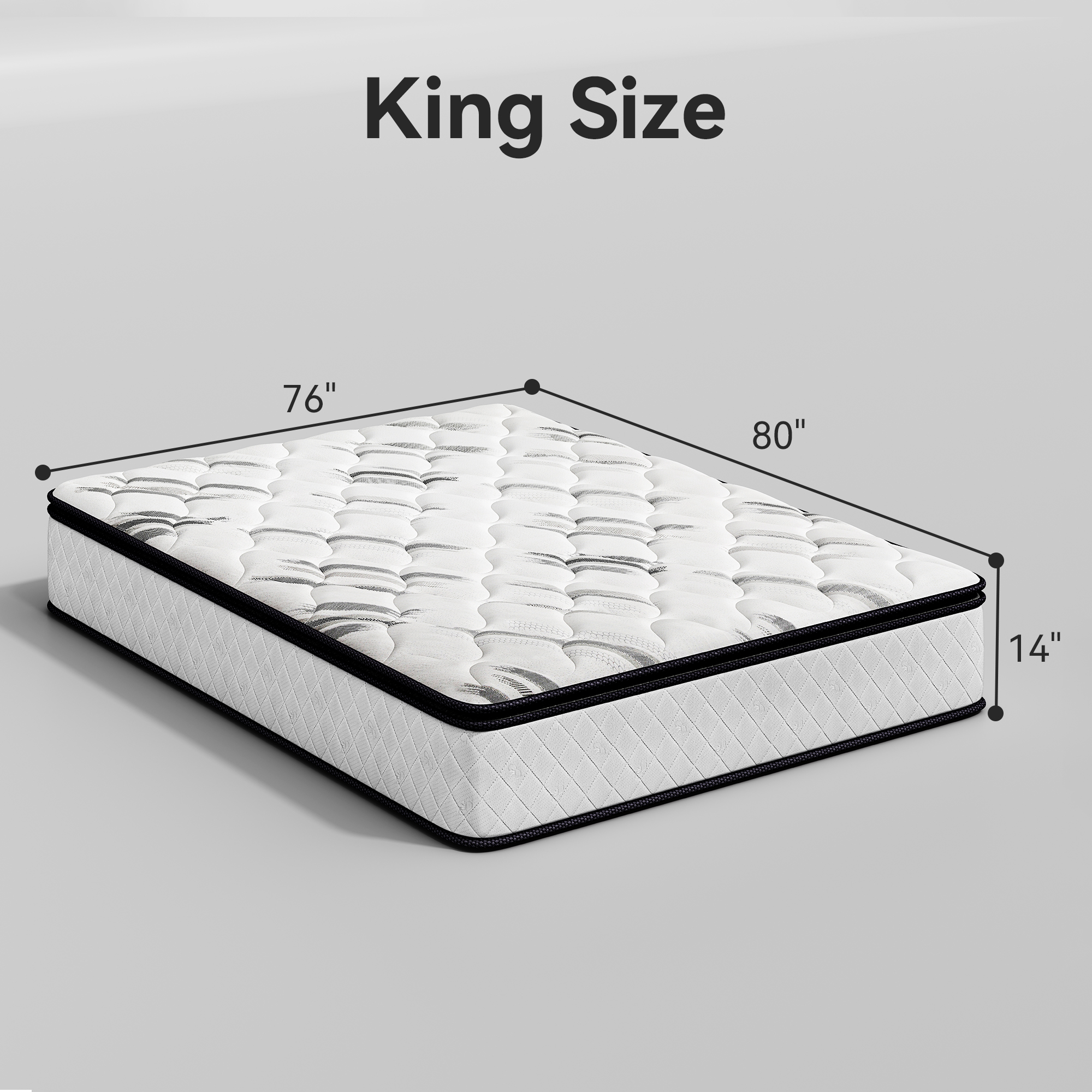 Sailvan Queen Mattress 14 inch, Queen Size Mattress in a Box, Hybrid Mattress Queen, Queen Bed Mattress With Memory Foam & Pocket Spring, Medium Firmness, CertiPUR-US, White& Black
