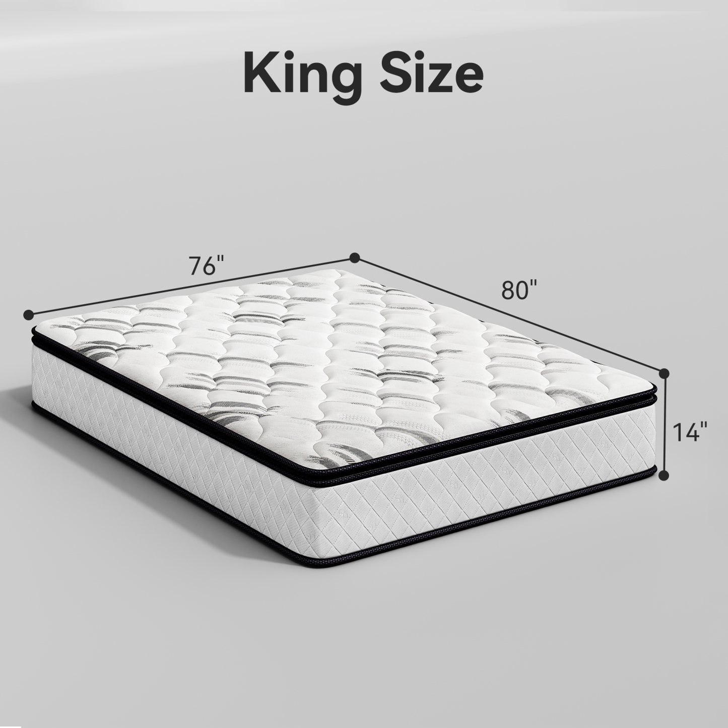 Sailvan Queen Mattress 14 inch, Queen Size Mattress in a Box, Hybrid Mattress Queen, Queen Bed Mattress With Memory Foam & Pocket Spring, Medium Firmness, CertiPUR-US, White& Black