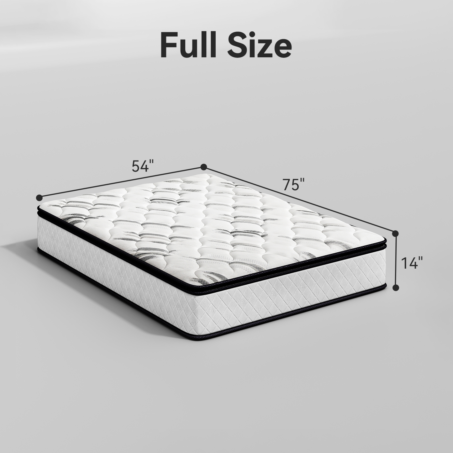 Sailvan Queen Mattress 14 inch, Queen Size Mattress in a Box, Hybrid Mattress Queen, Queen Bed Mattress With Memory Foam & Pocket Spring, Medium Firmness, CertiPUR-US, White& Black