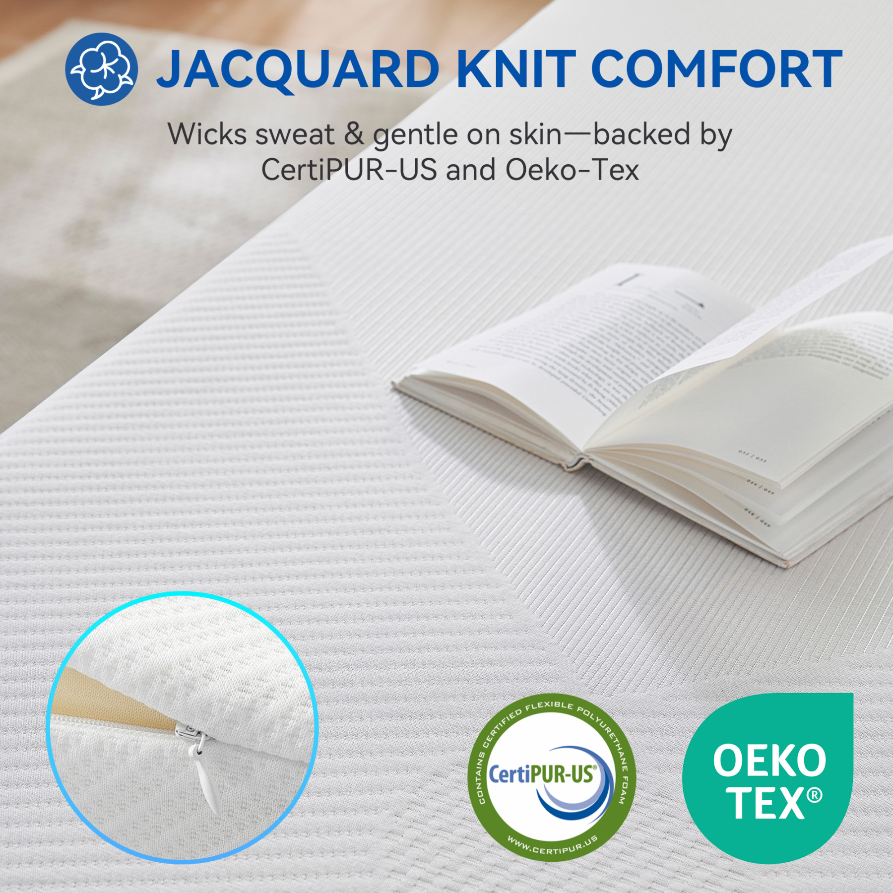 Sailvan Twin Mattress, 8Inch Memory Foam Mattress with Removable Cover, Medium Hardness Mattress for Pressure Relief, In A Box, Fiberglass Free