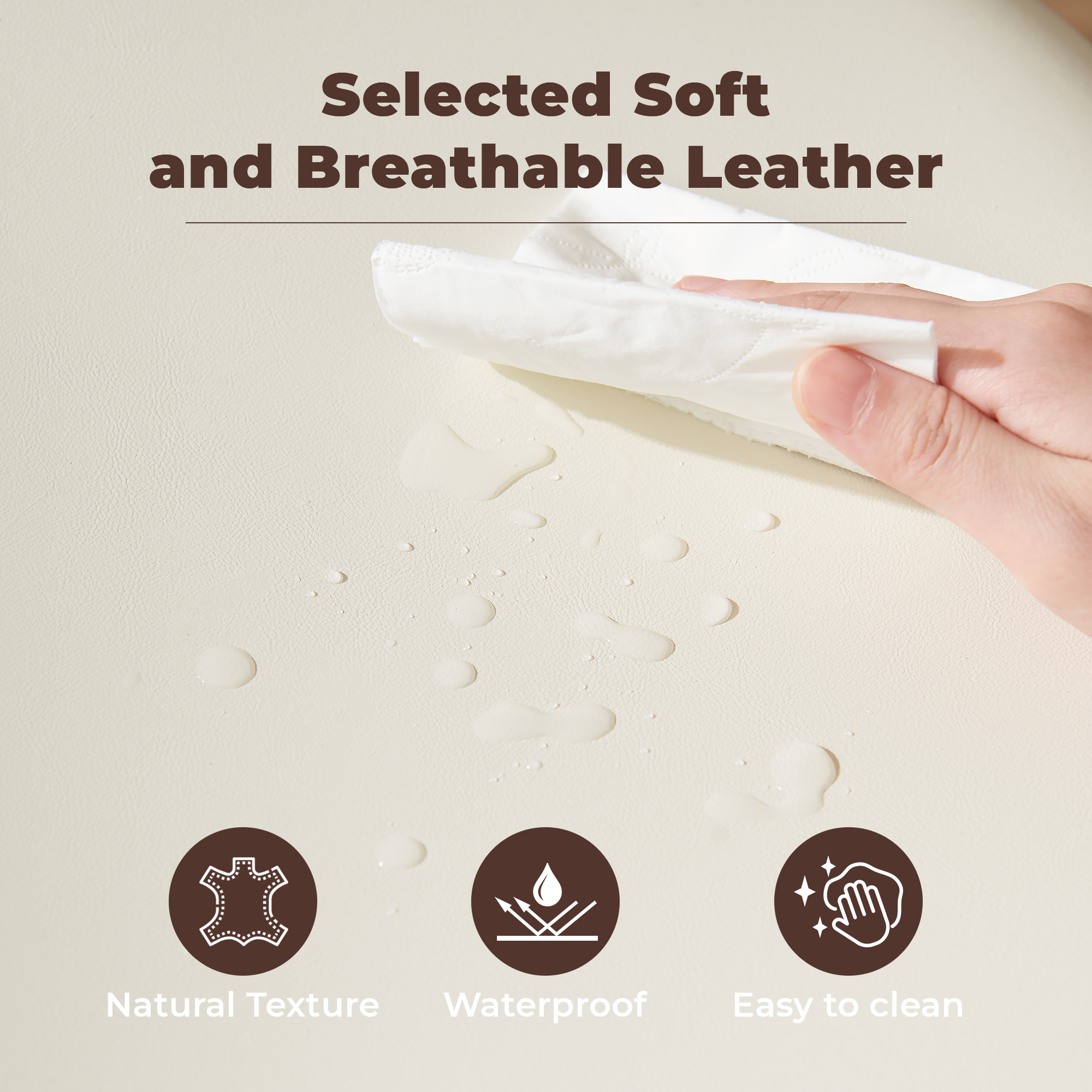 Sailvan Dining Chairs Set, Mid-Century Style Living Room Chairs, Modern Chairs for Dining Room & Kitchen, Leather Upholstered Chairs With Adjustable Feetpads, Easy Assembly, White