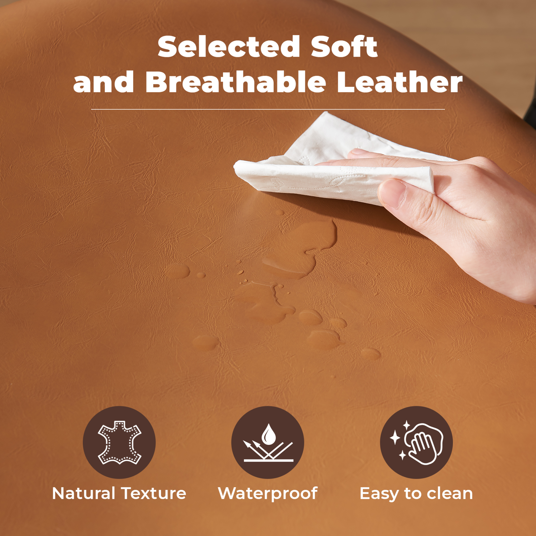 Dining Chairs Set of 2, Mid Century Modern Kitchen Chairs with Faux Leather for Kitchen, Living Room