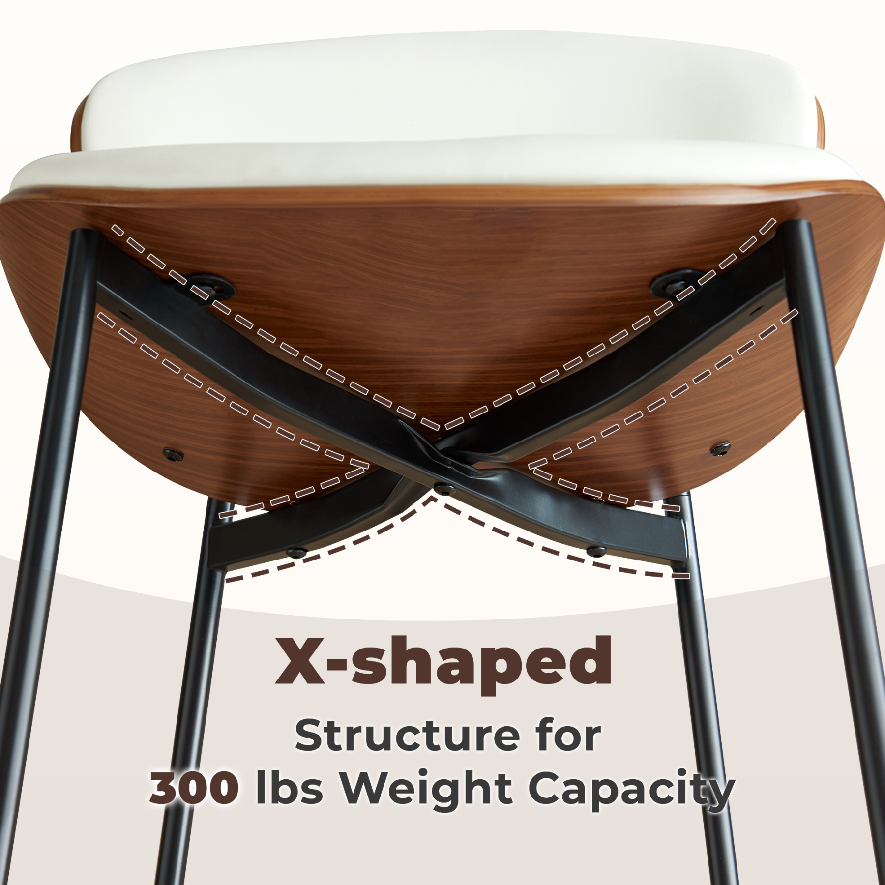 Sailvan Dining Chairs Set, Mid-Century Style Living Room Chairs, Modern Chairs for Dining Room & Kitchen, Leather Upholstered Chairs With Adjustable Feetpads, Easy Assembly, White