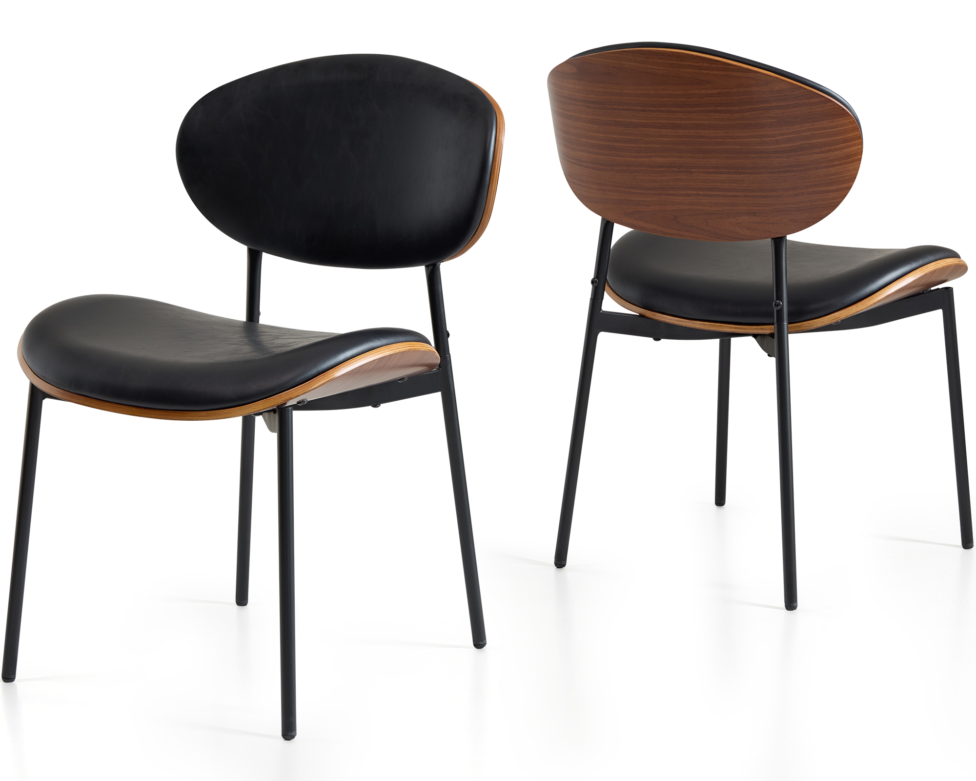 Dining Chairs Set of 2, Mid Century Modern Kitchen Chairs with Faux Le