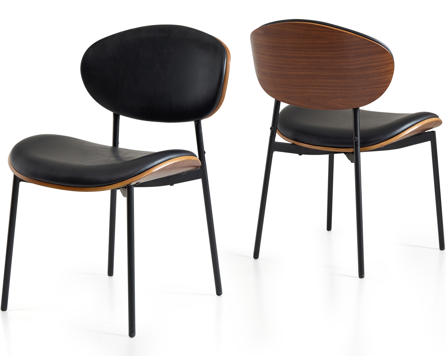 Dining Chairs Set of 2, Mid Century Modern Kitchen Chairs with Faux Leather for Kitchen, Living Room