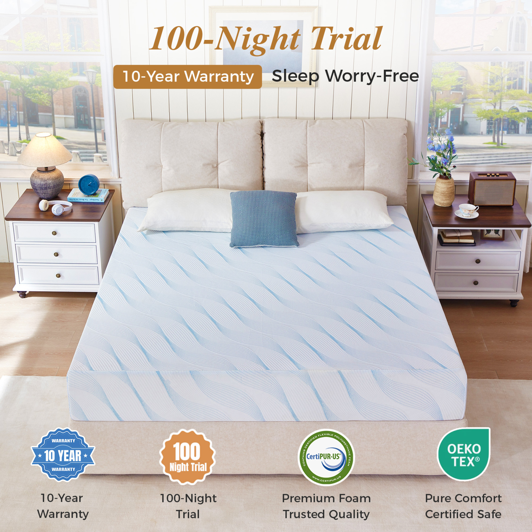 Sailvan Full Mattress, 10 inch Full Size Mattress in a Box, Cooling Gel Memory Foam Mattresses for Comfort Sleep, Pressure Relief, CertiPUR-US Certified, No Fiberglass, Motion Isolation