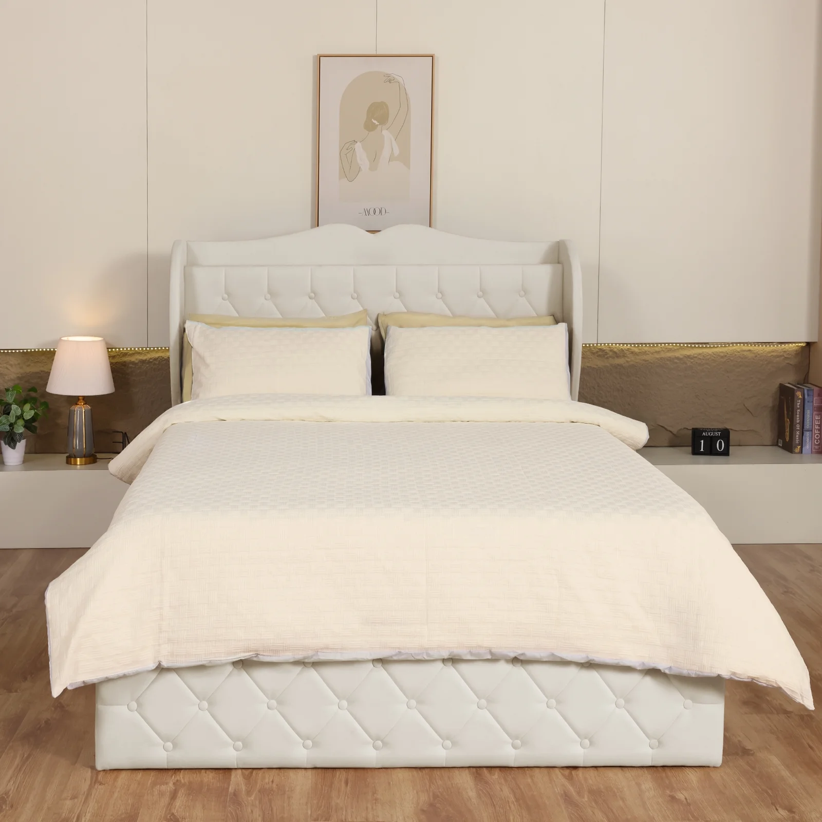 Susalt Full Size Bed Frame with Headboard, Upholstered Platform Bed Fr