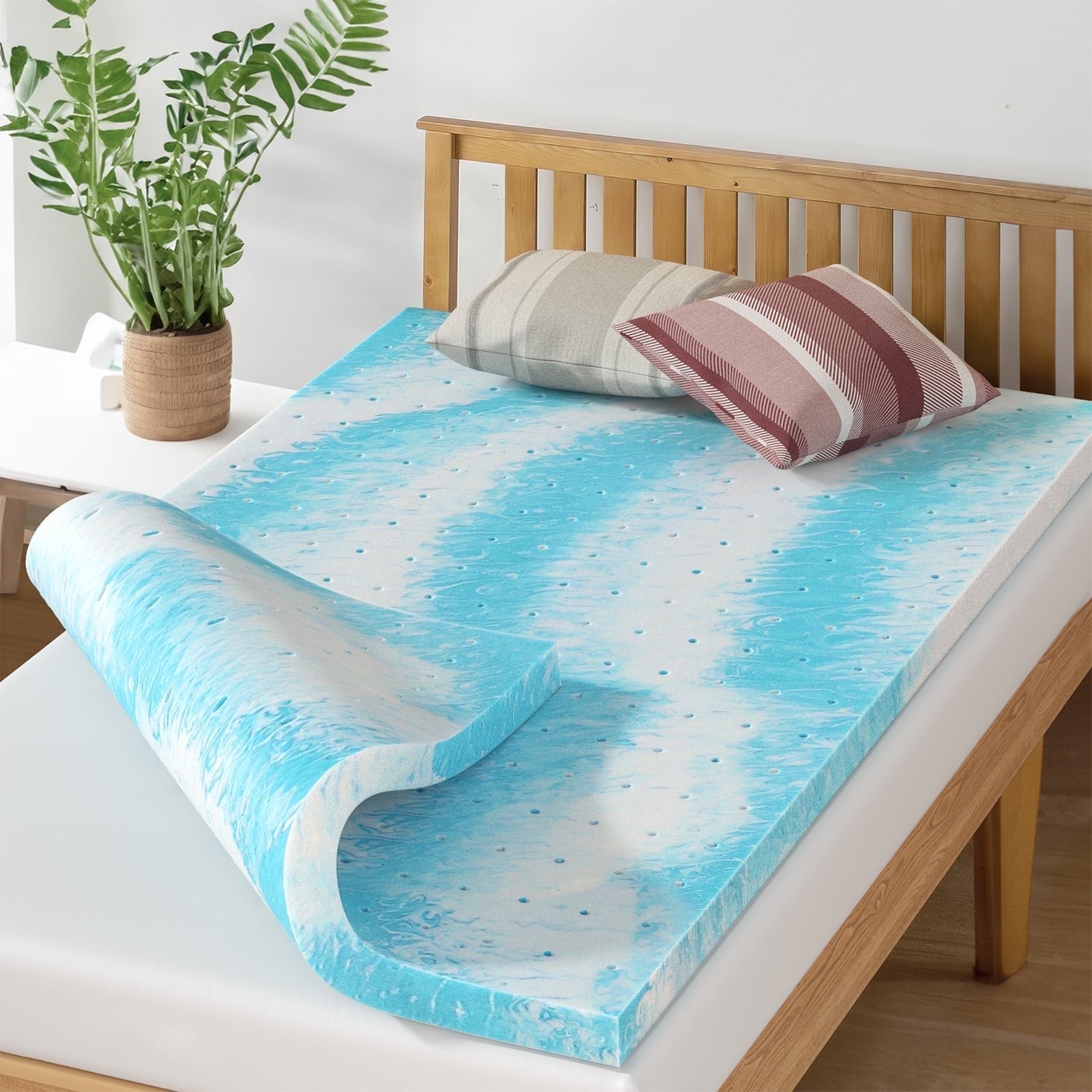 Mattress Topper, Twin XL Size Memory Foam Cooling Mattress Pad, for Be