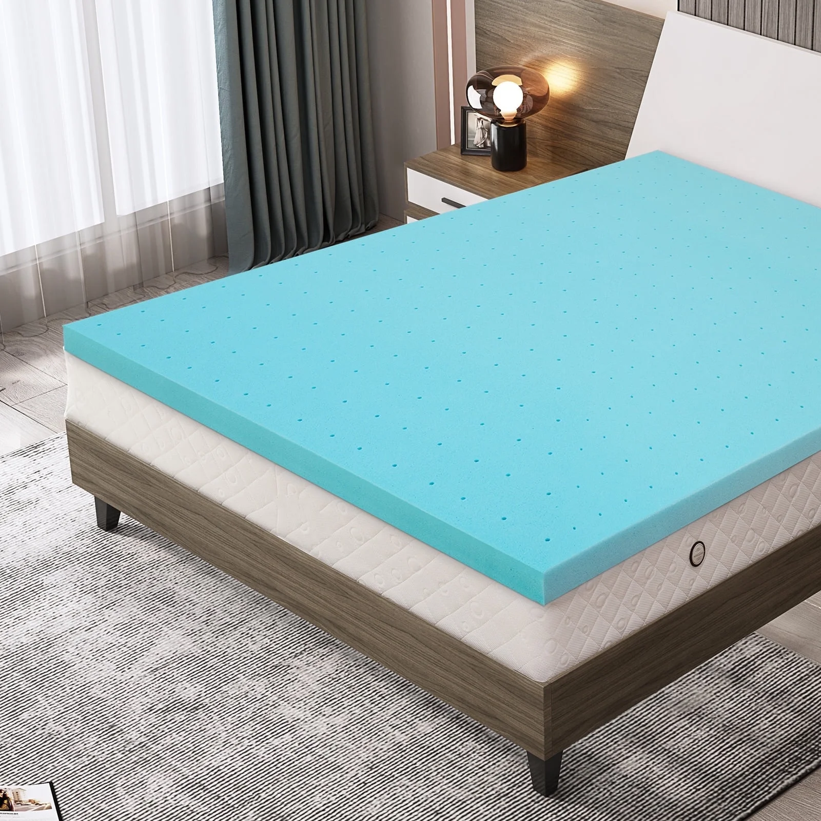 Mattress Topper, Twin XL Size Memory Foam Cooling Mattress Pad, for Bedroom, Dormitory, Folding Bed Pad for Camping, Moving