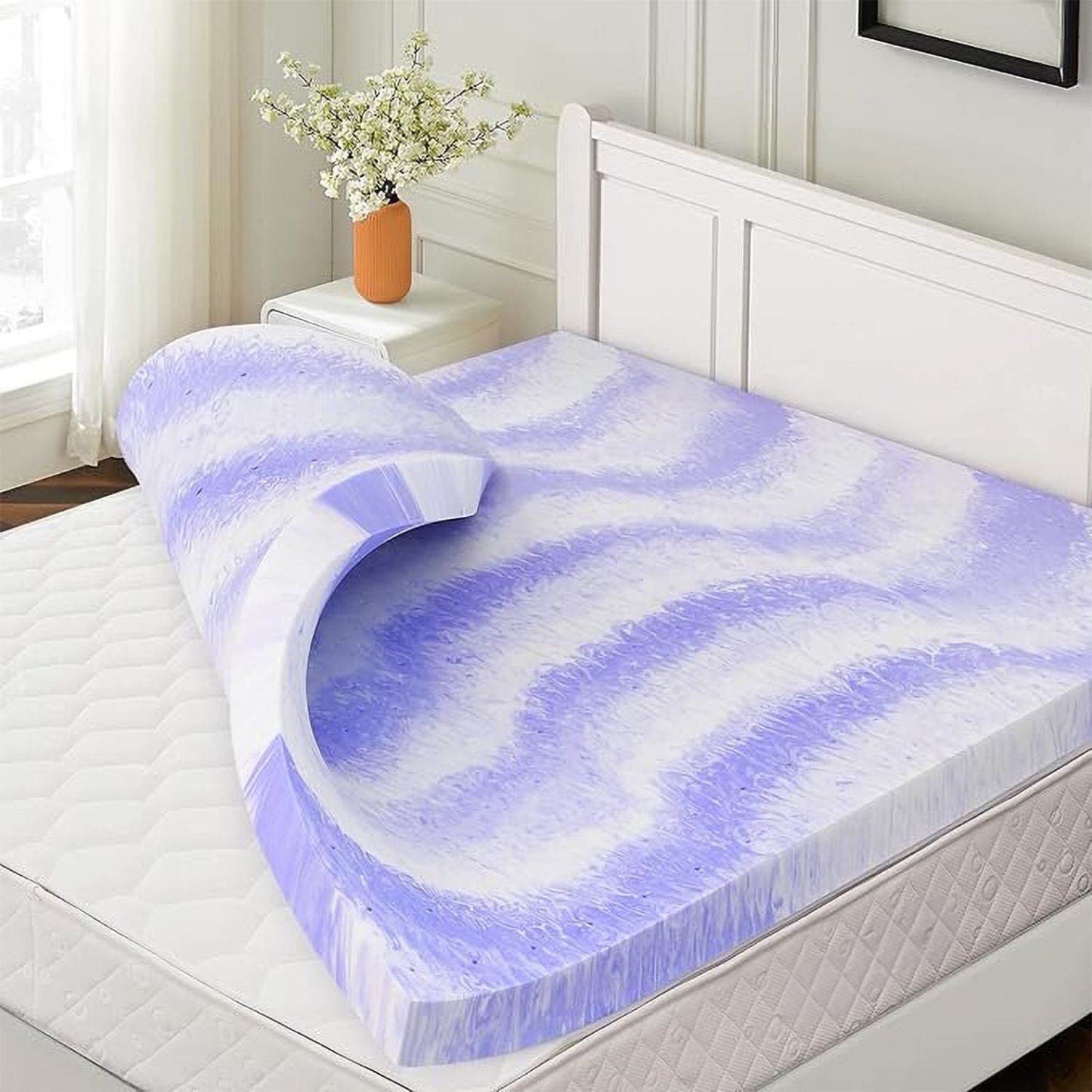 Mattress Topper, Twin XL Size Memory Foam Cooling Mattress Pad, for Bedroom, Dormitory, Folding Bed Pad for Camping, Moving