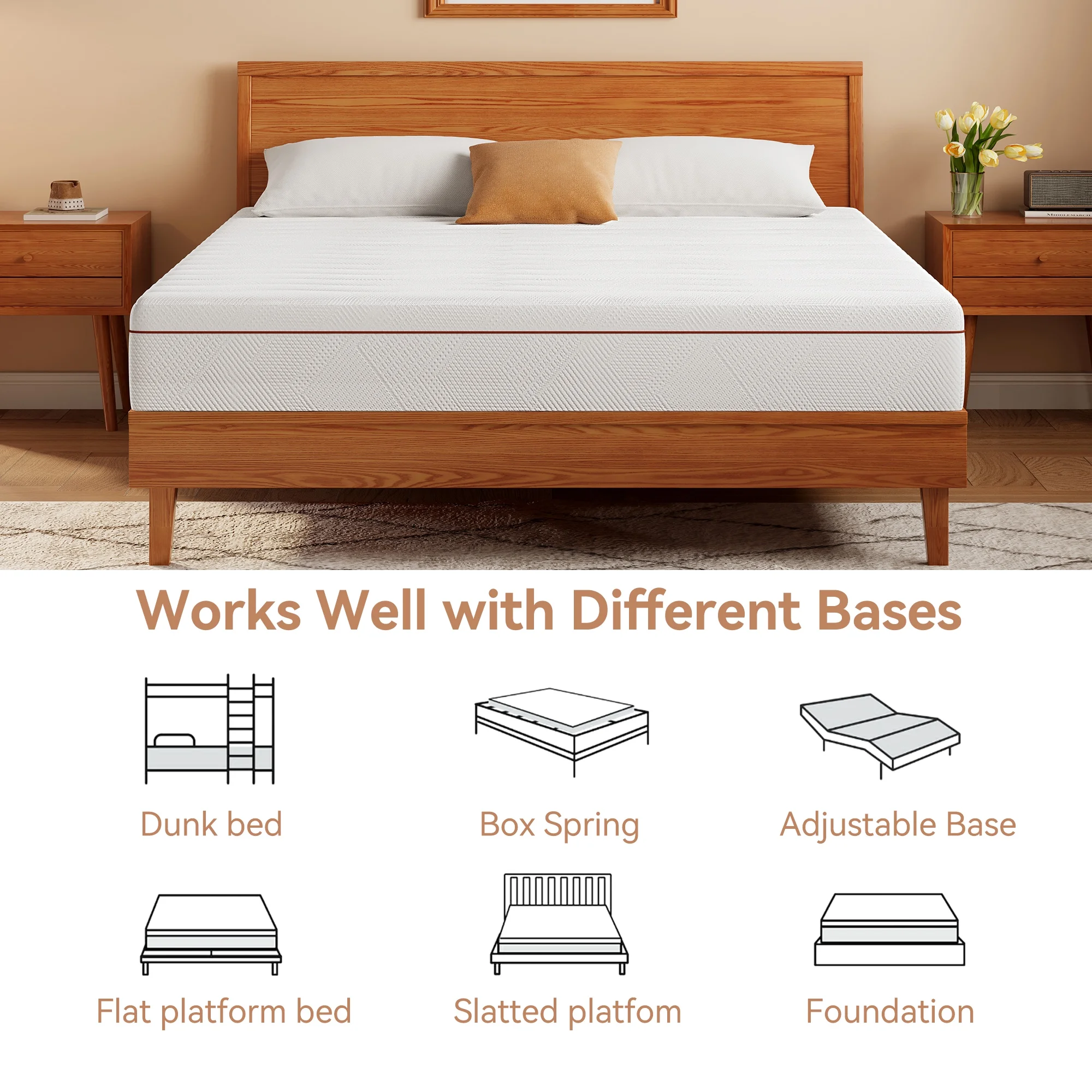 Sailvan Queen Mattress, 13Inch Memory Foam Hybrid Mattress with Removable Cover, Medium Hardness Mattress for Pressure Relief, In A Box, Fiberglass Free