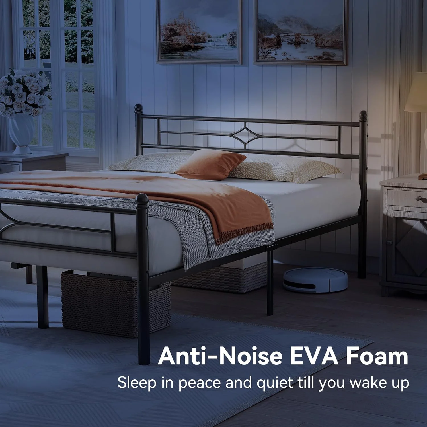 Metal Bed Frame with 12.5'' Under Bed Storage, Sturdy Metal Platform Bed with Headboard & Footboardd for Teens Adults/No Box Spring Needed/Noise Free/Easy Assembly/Black